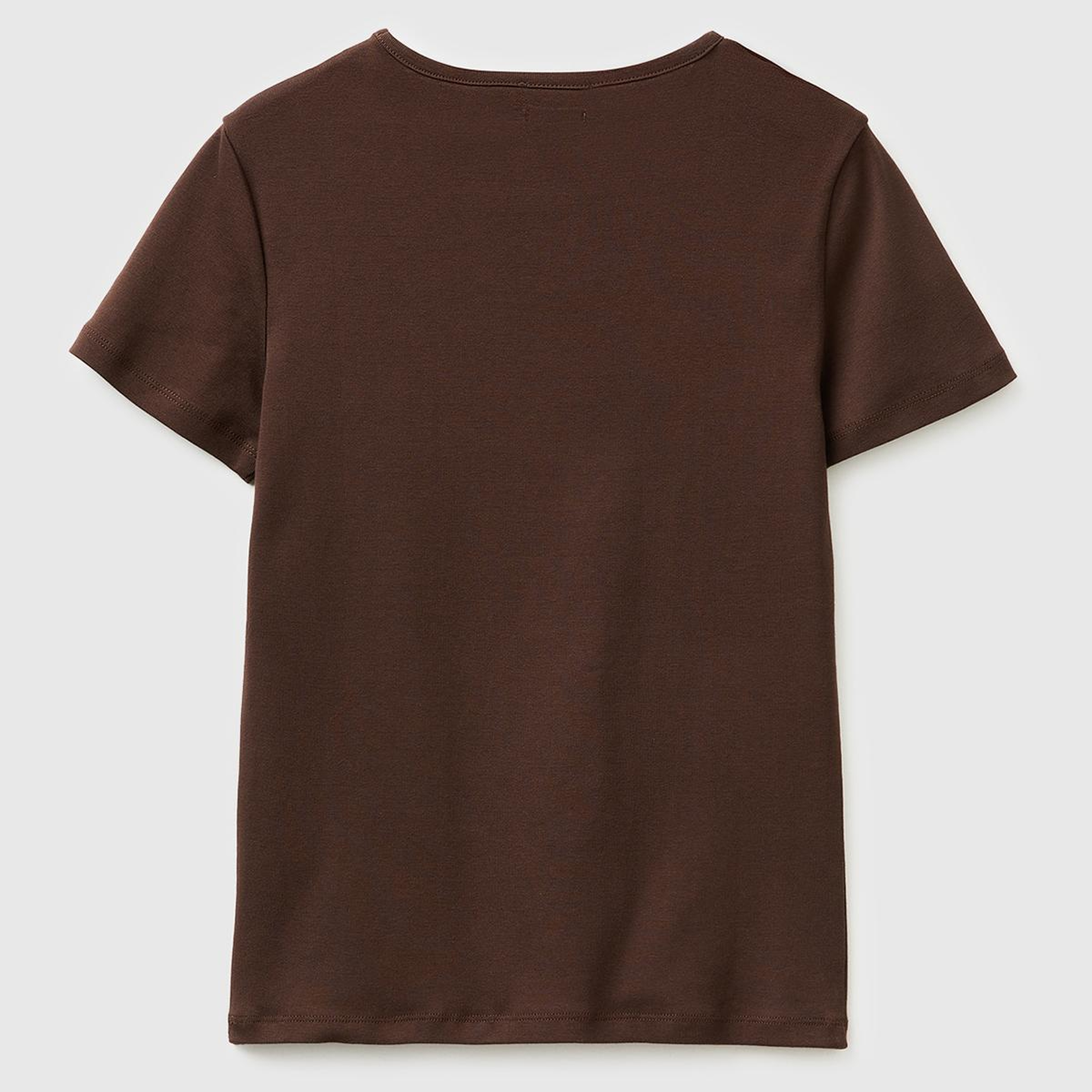 Kadın Kahverengi %100 Pamuk Bisiklet Yaka T-Shirt