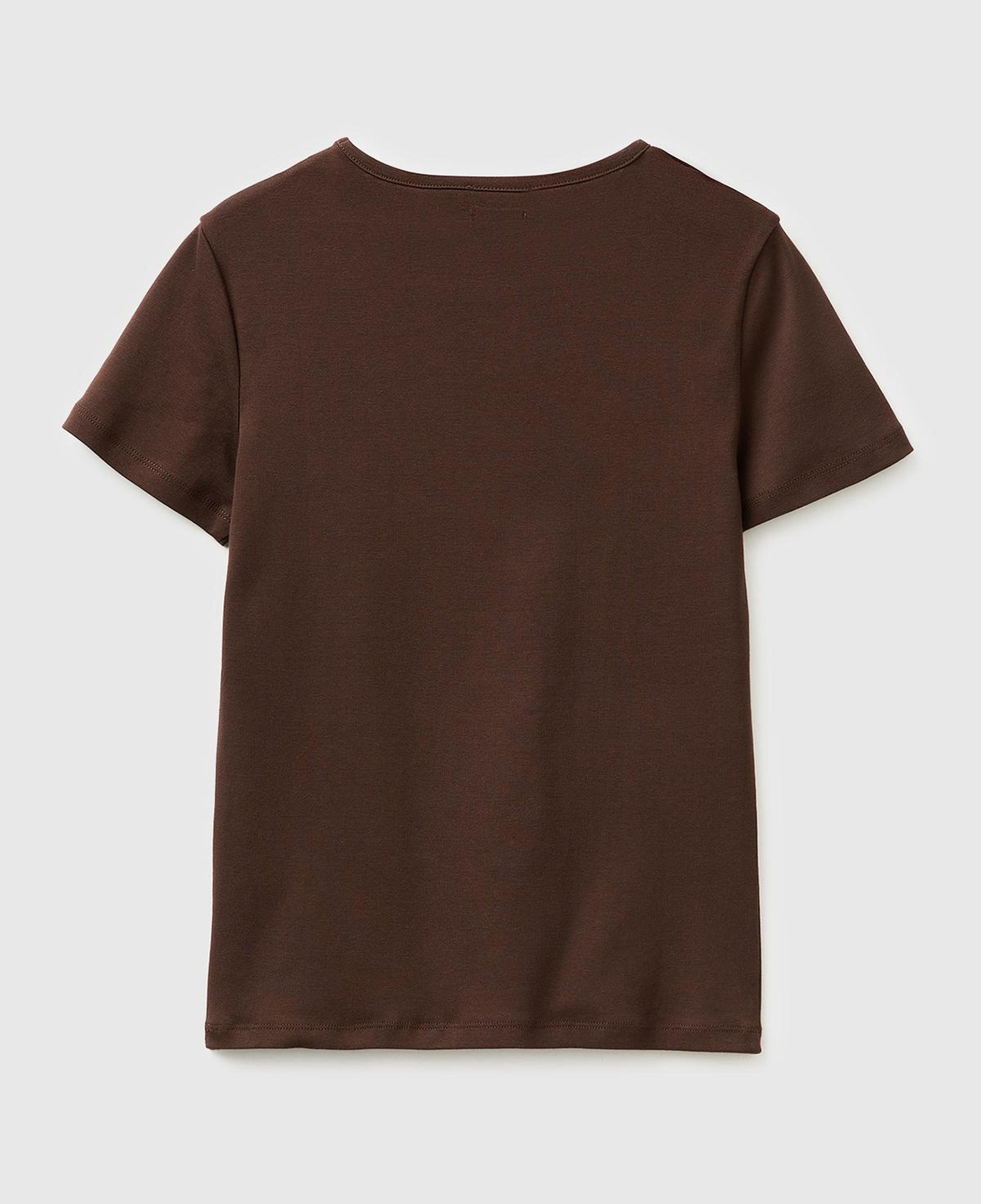 Kadın Kahverengi %100 Pamuk Bisiklet Yaka T-Shirt