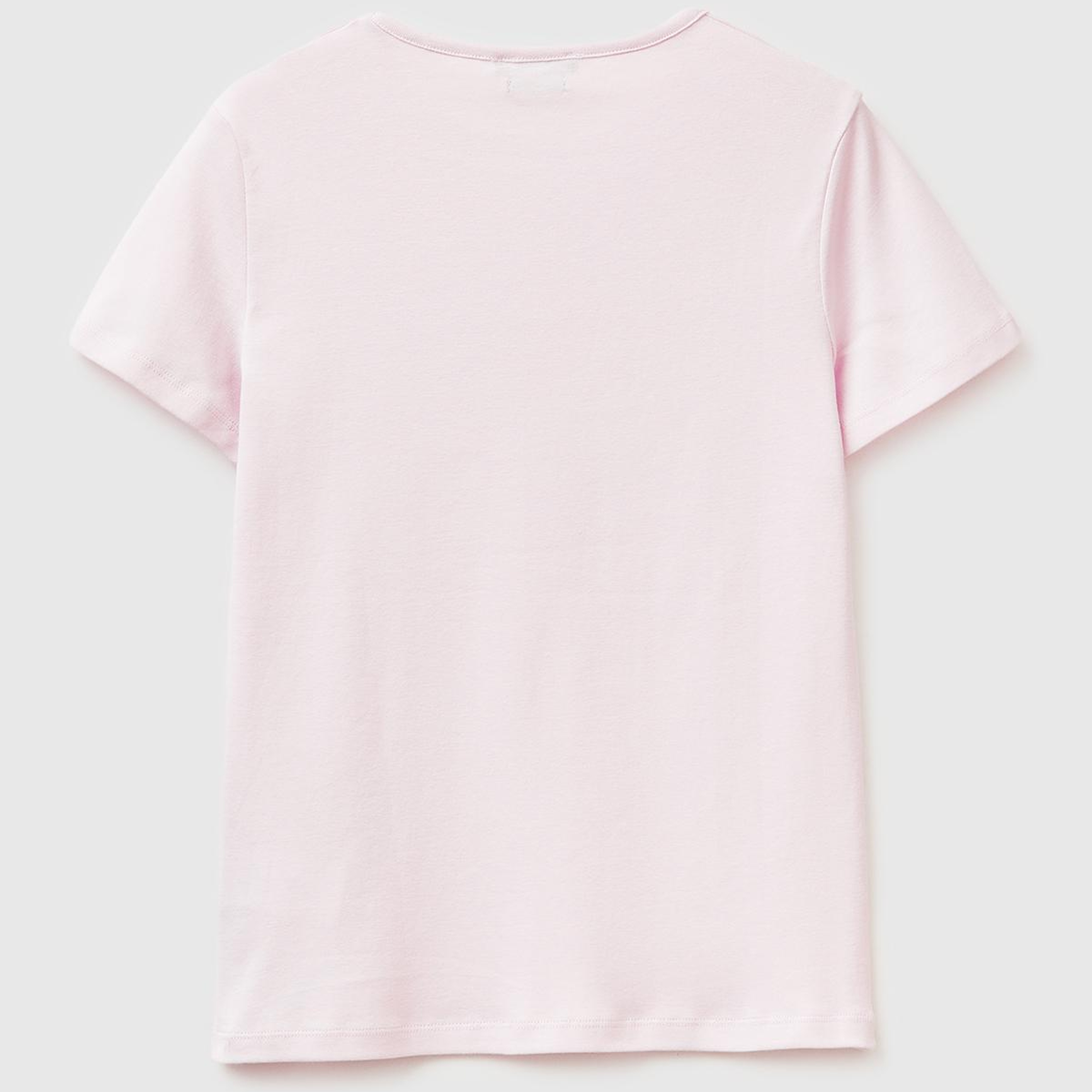 Kadın Açık Pembe %100 Pamuk Bisiklet Yaka T-Shirt