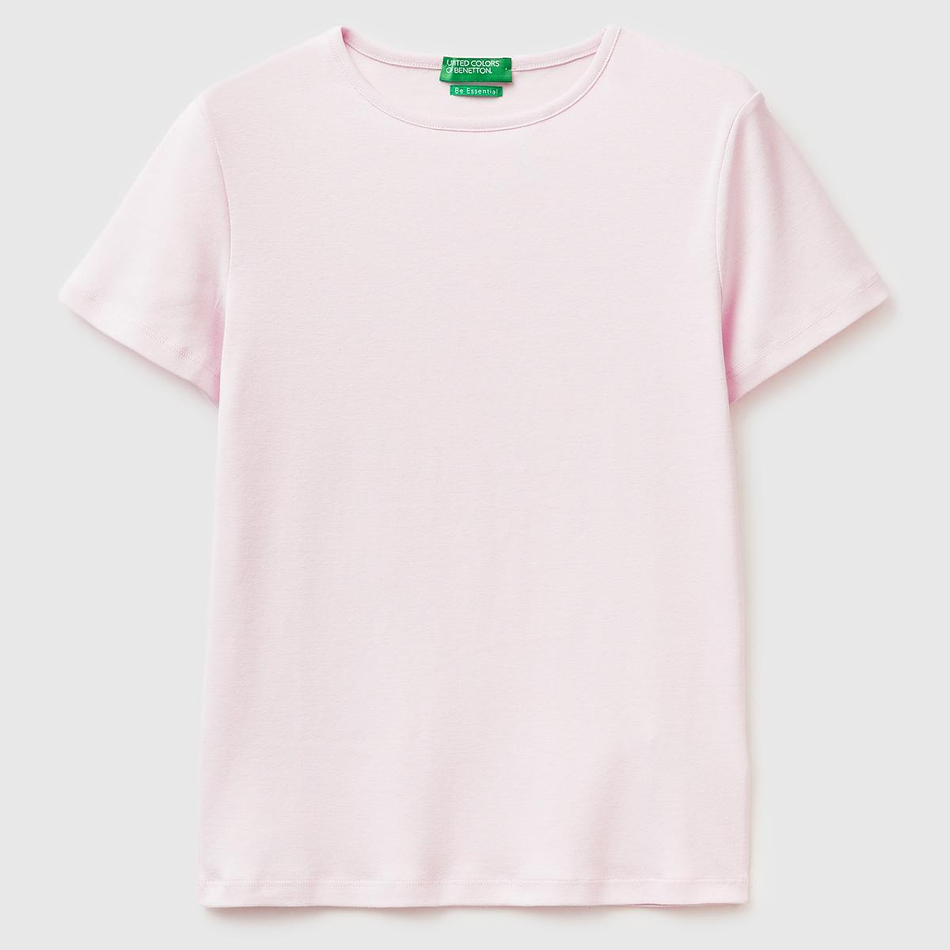 Kadın Açık Pembe %100 Pamuk Bisiklet Yaka T-Shirt