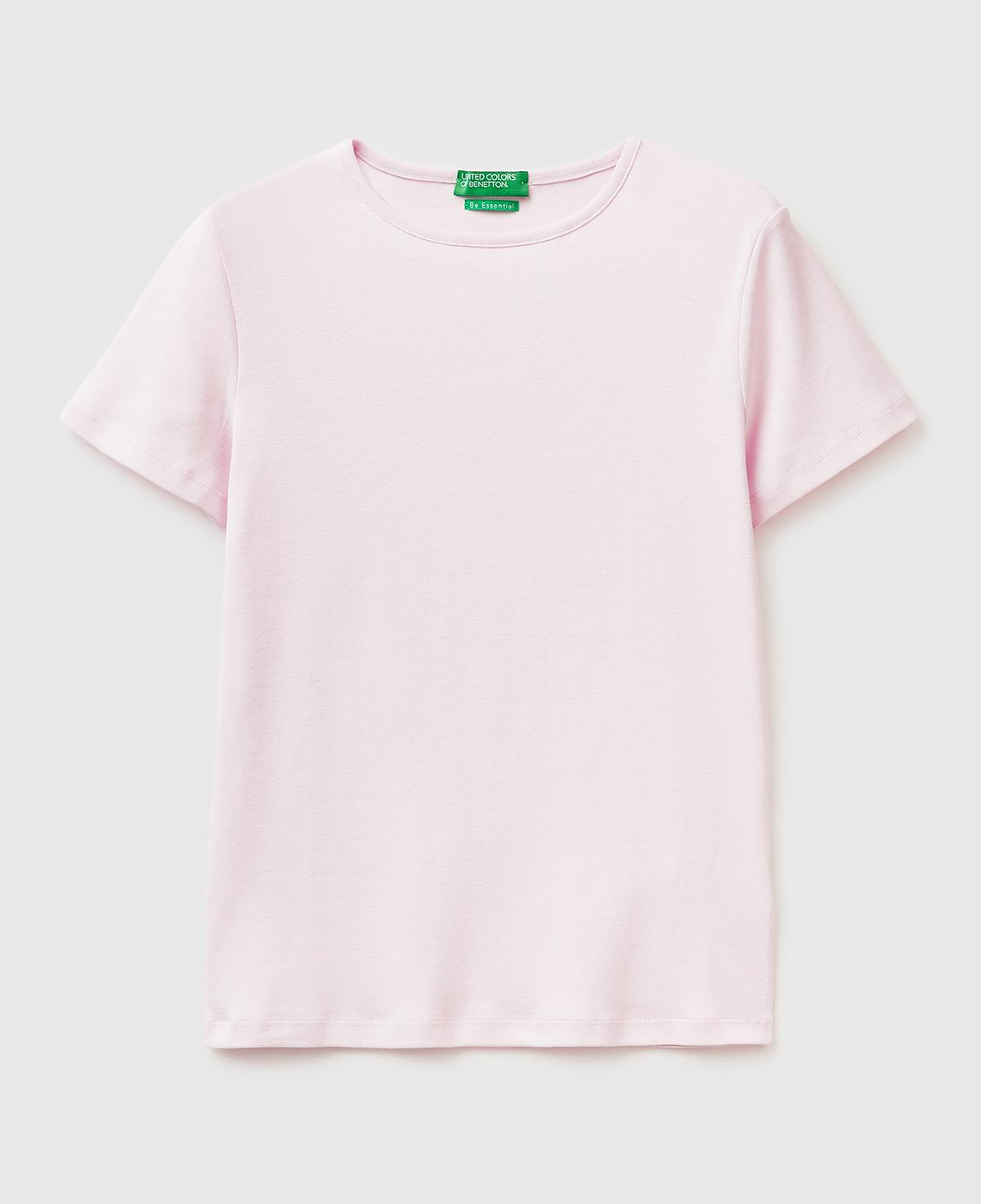 Kadın Açık Pembe %100 Pamuk Bisiklet Yaka T-Shirt
