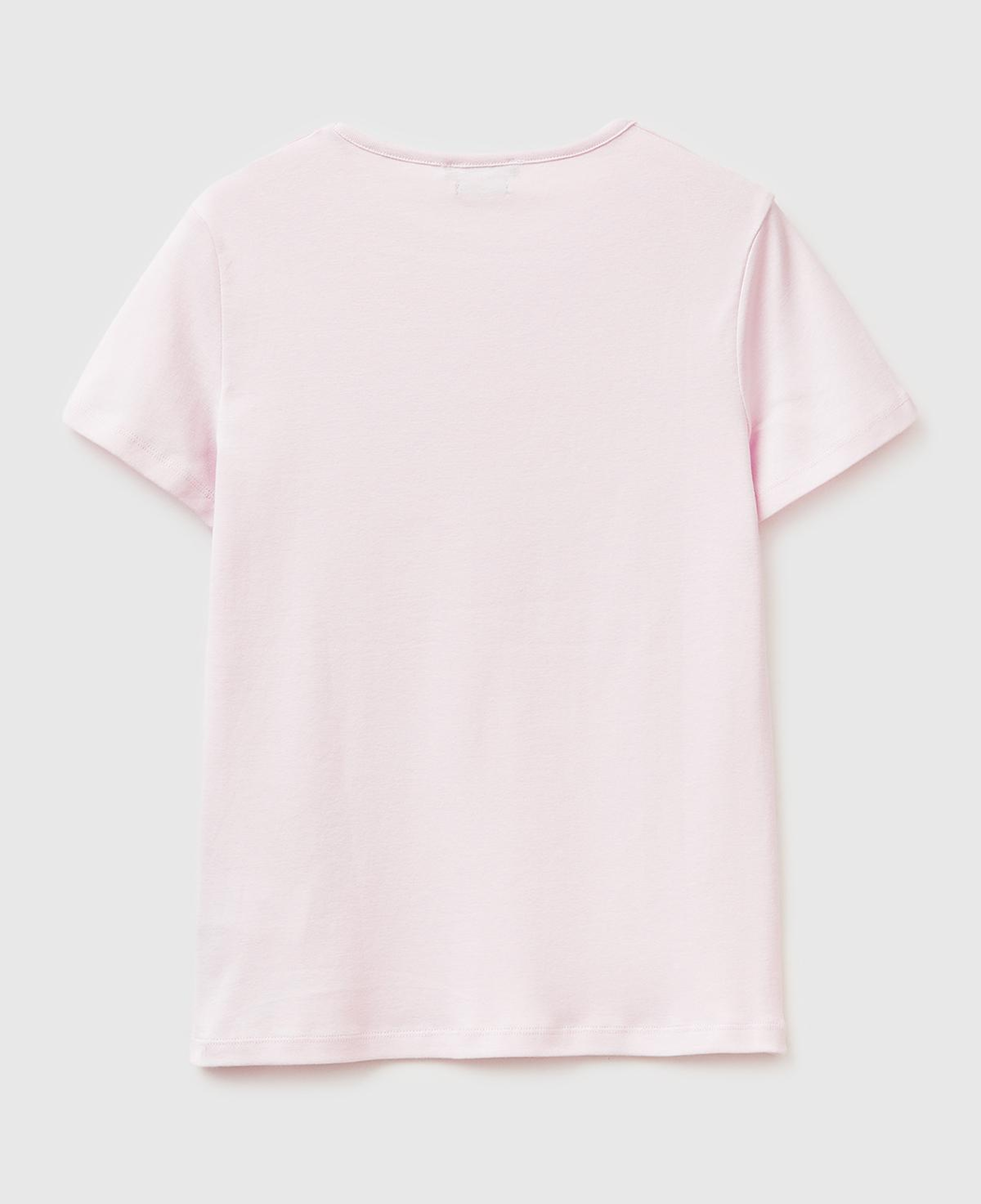 Kadın Açık Pembe %100 Pamuk Bisiklet Yaka T-Shirt