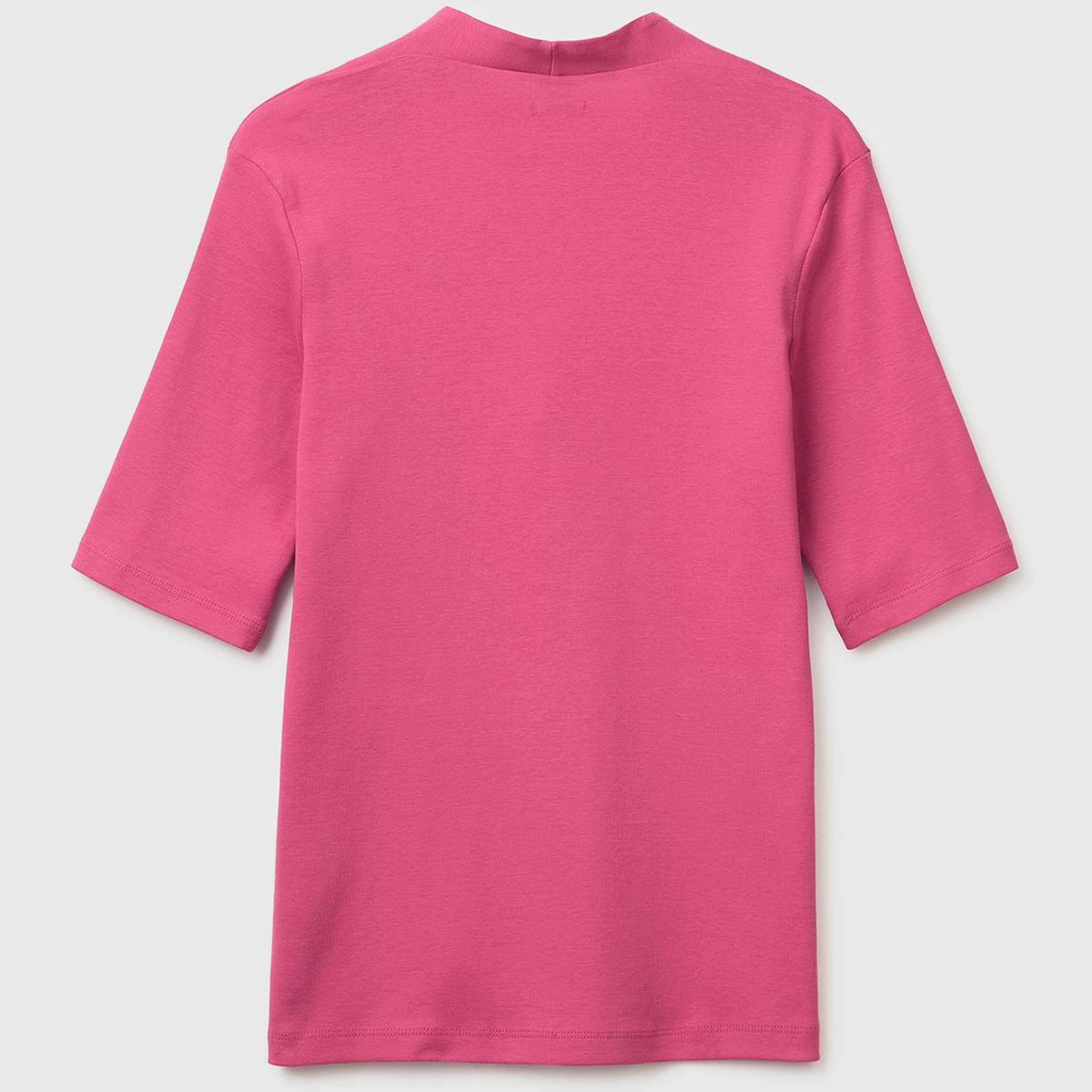 Kadın Fuşya %100 Pamuk Yarım Kollu Derin V Yaka T-Shirt