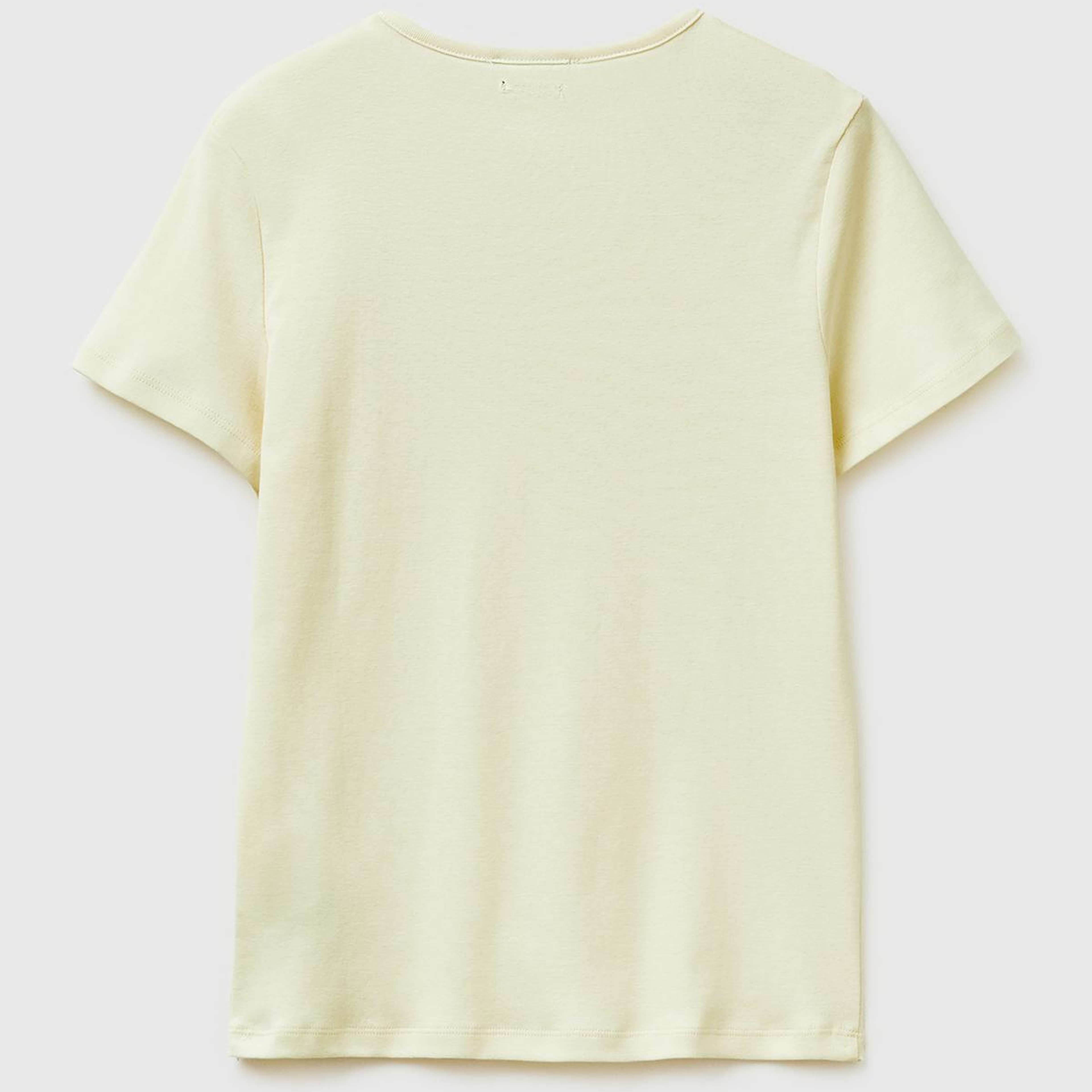 Kadın Açık Sarı %100 Pamuk Bisiklet Yaka T-Shirt