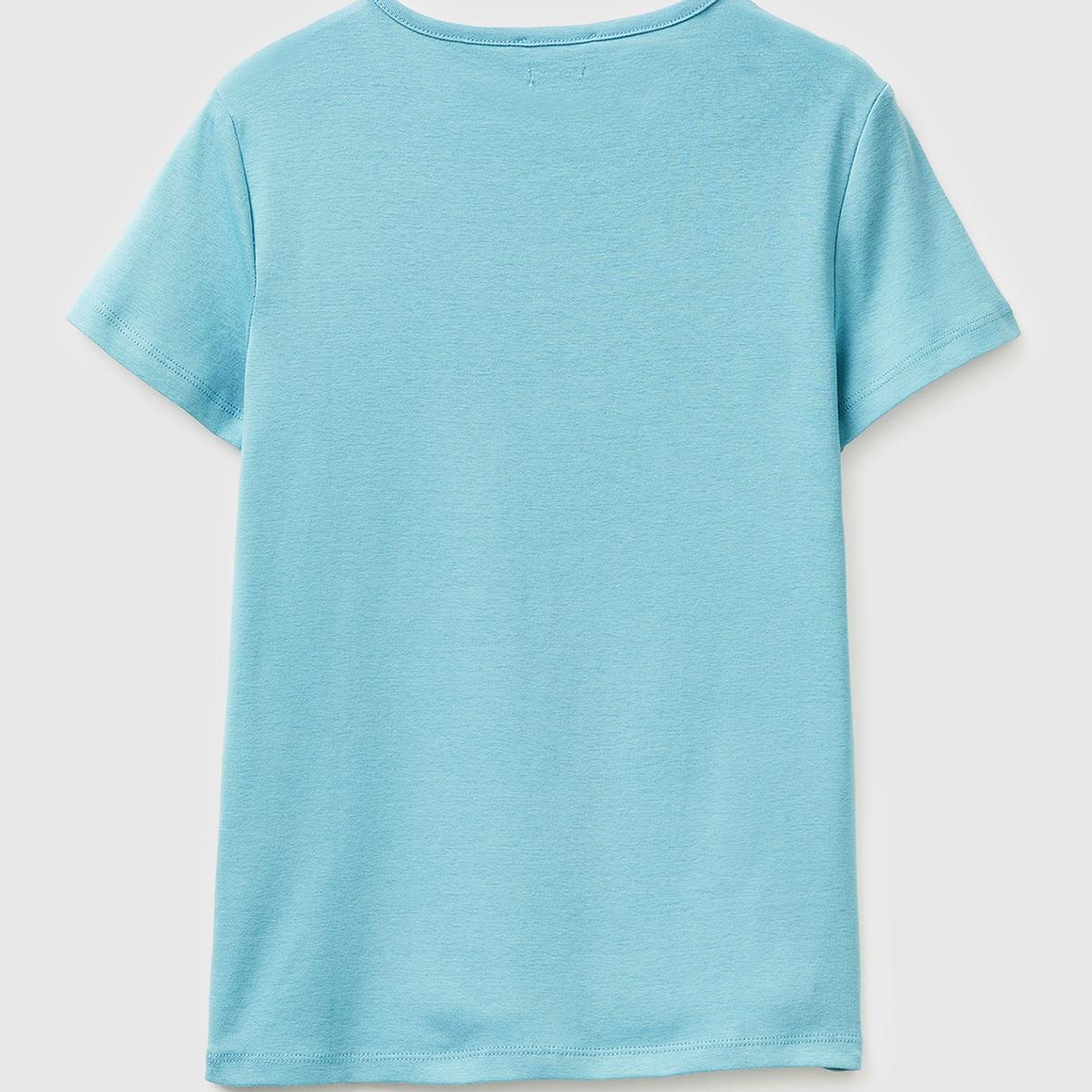 Kadın Mavi %100 Pamuk Bisiklet Yaka T-Shirt
