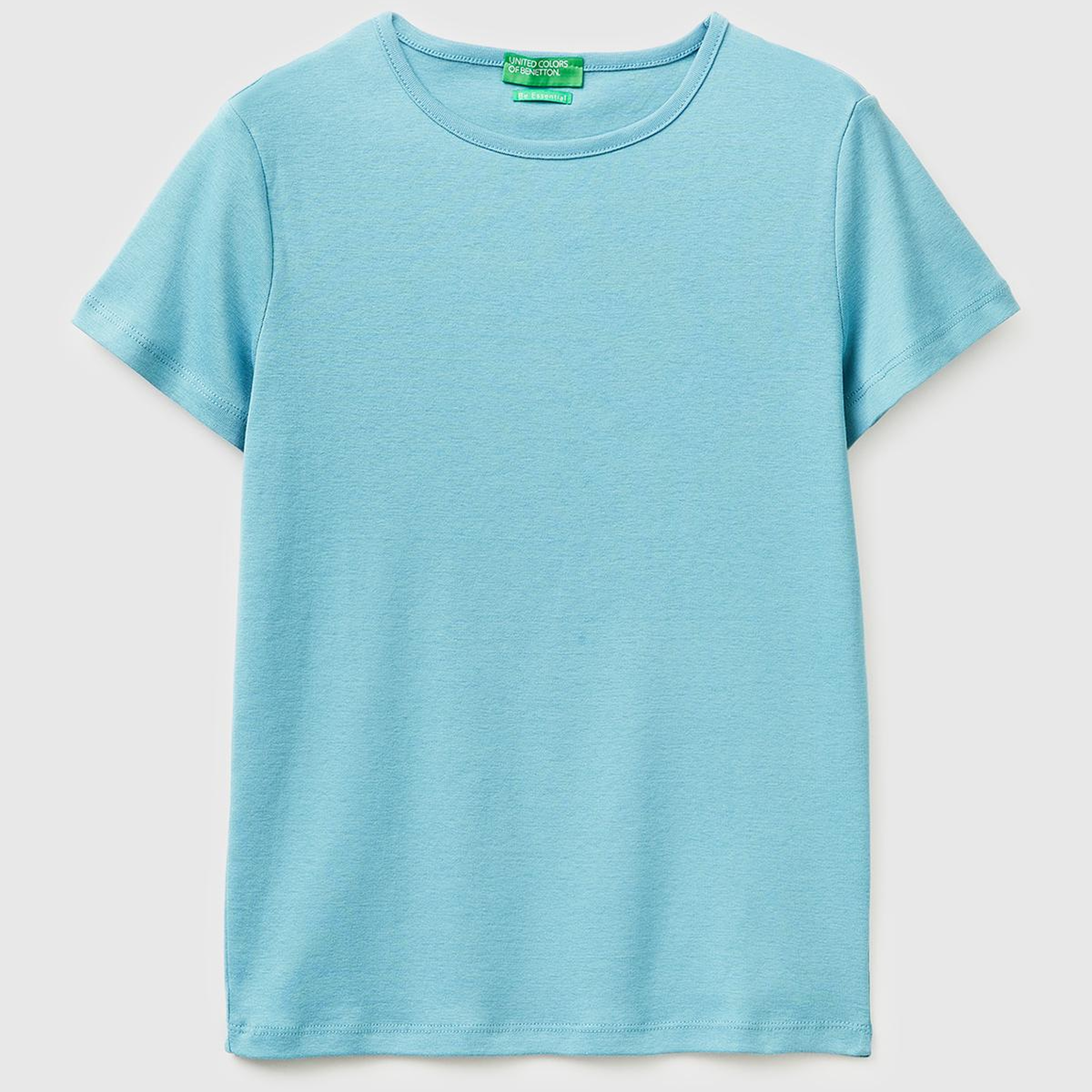 Kadın Mavi %100 Pamuk Bisiklet Yaka T-Shirt