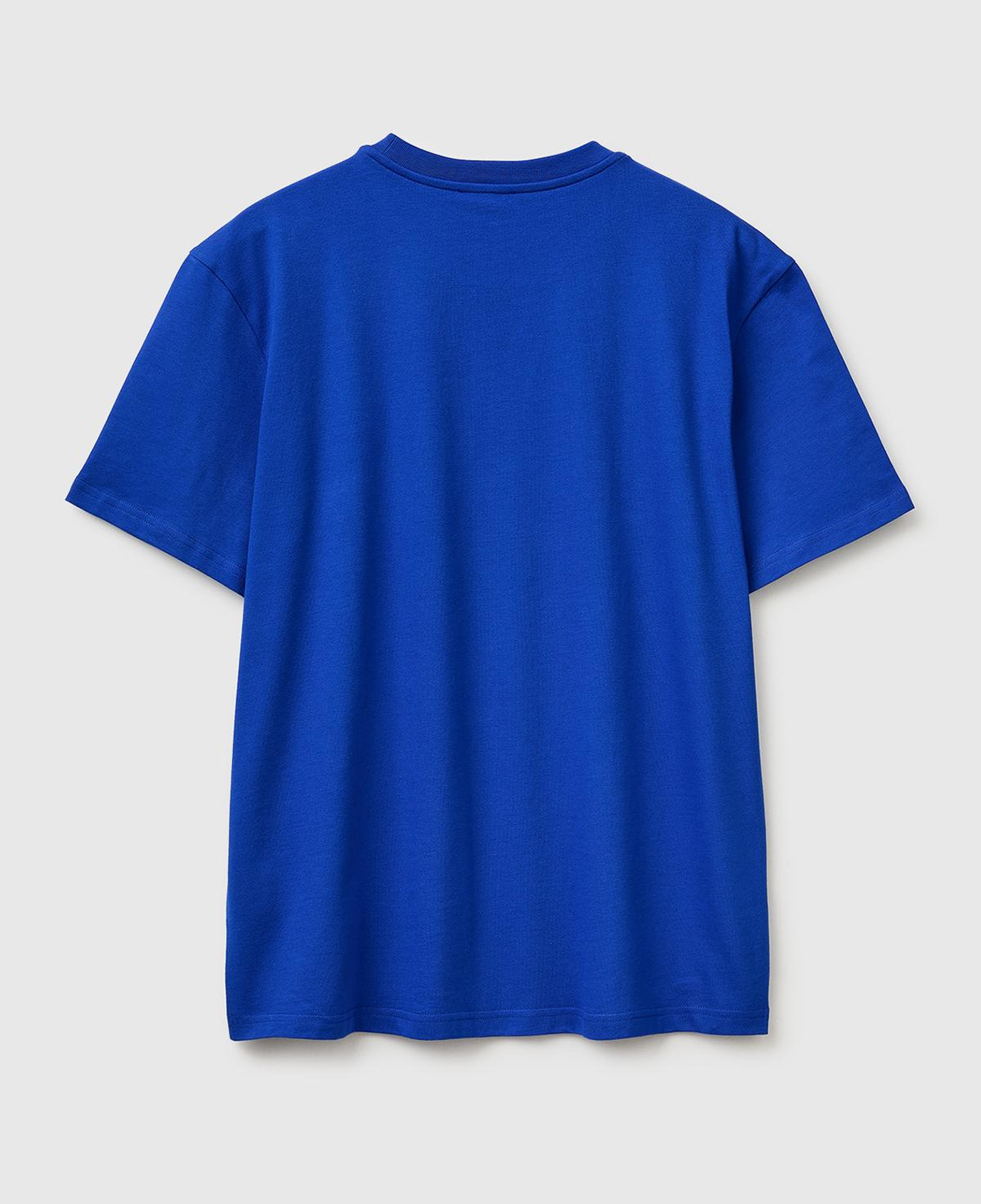 Erkek Saks Mavi %100 Koton Logolu Bisiklet Yaka T-Shirt