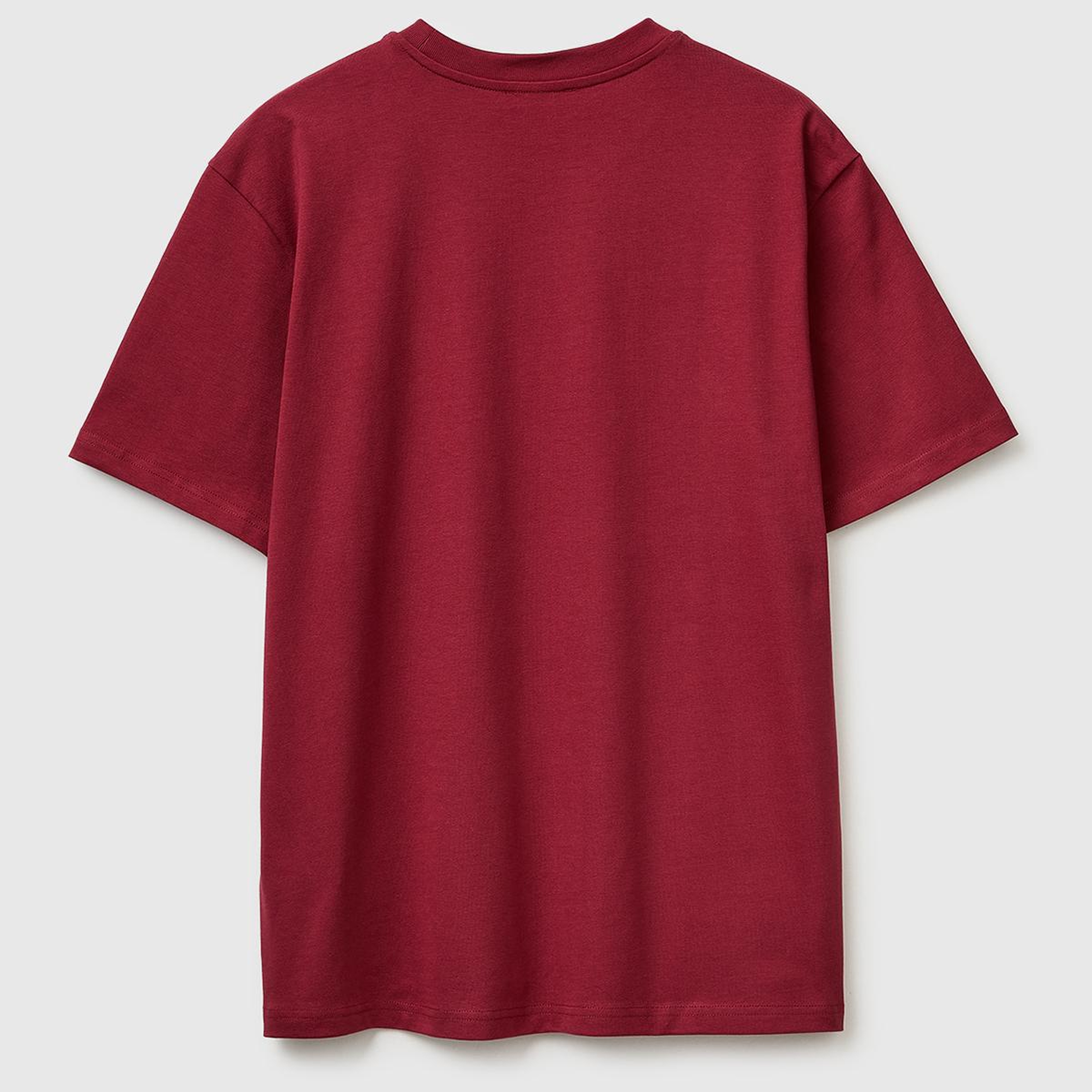 Erkek Bordo %100 Koton Logolu Bisiklet Yaka T-Shirt