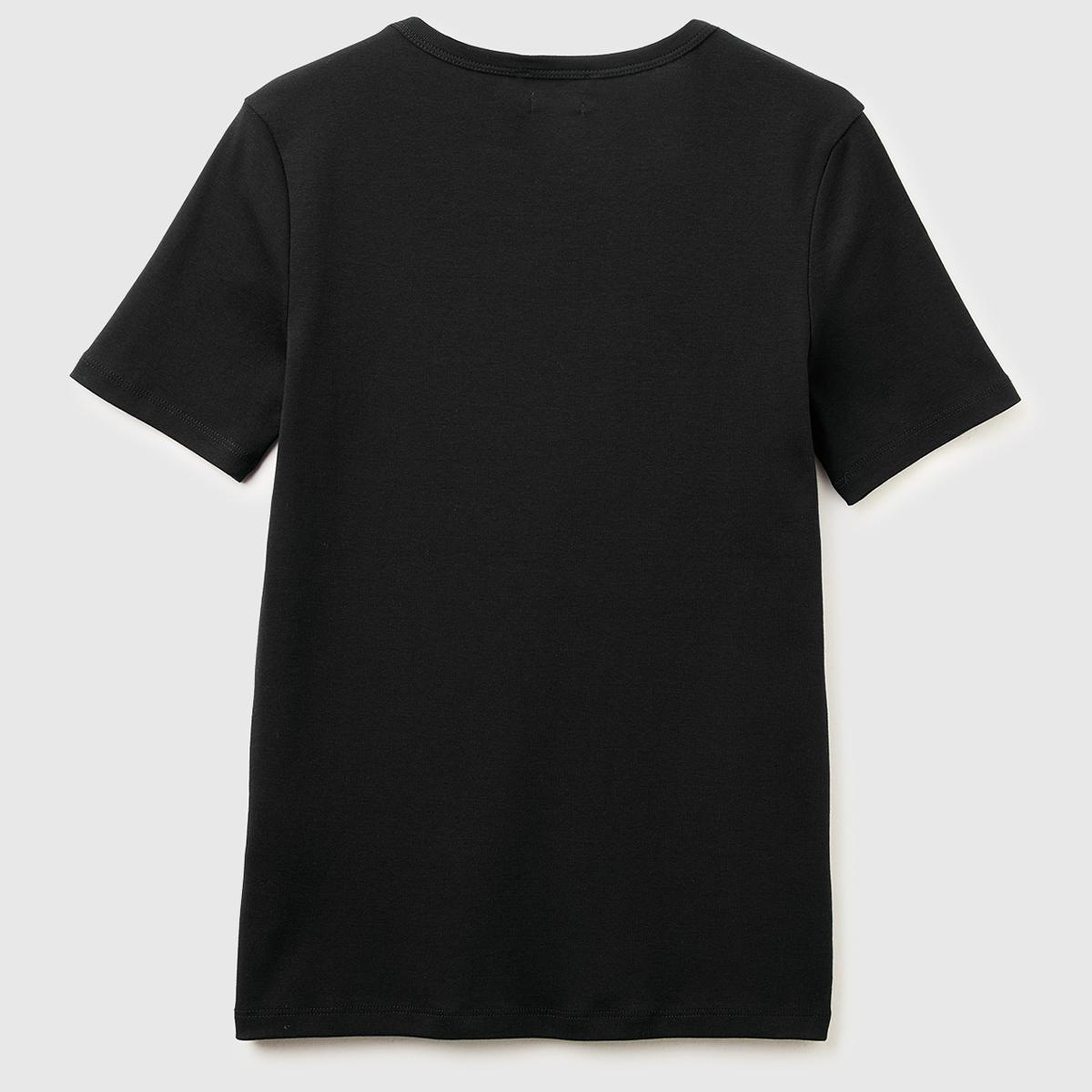 Kadın Siyah %100 Pamuk Logo Baskılı Bisiklet Yaka T-Shirt