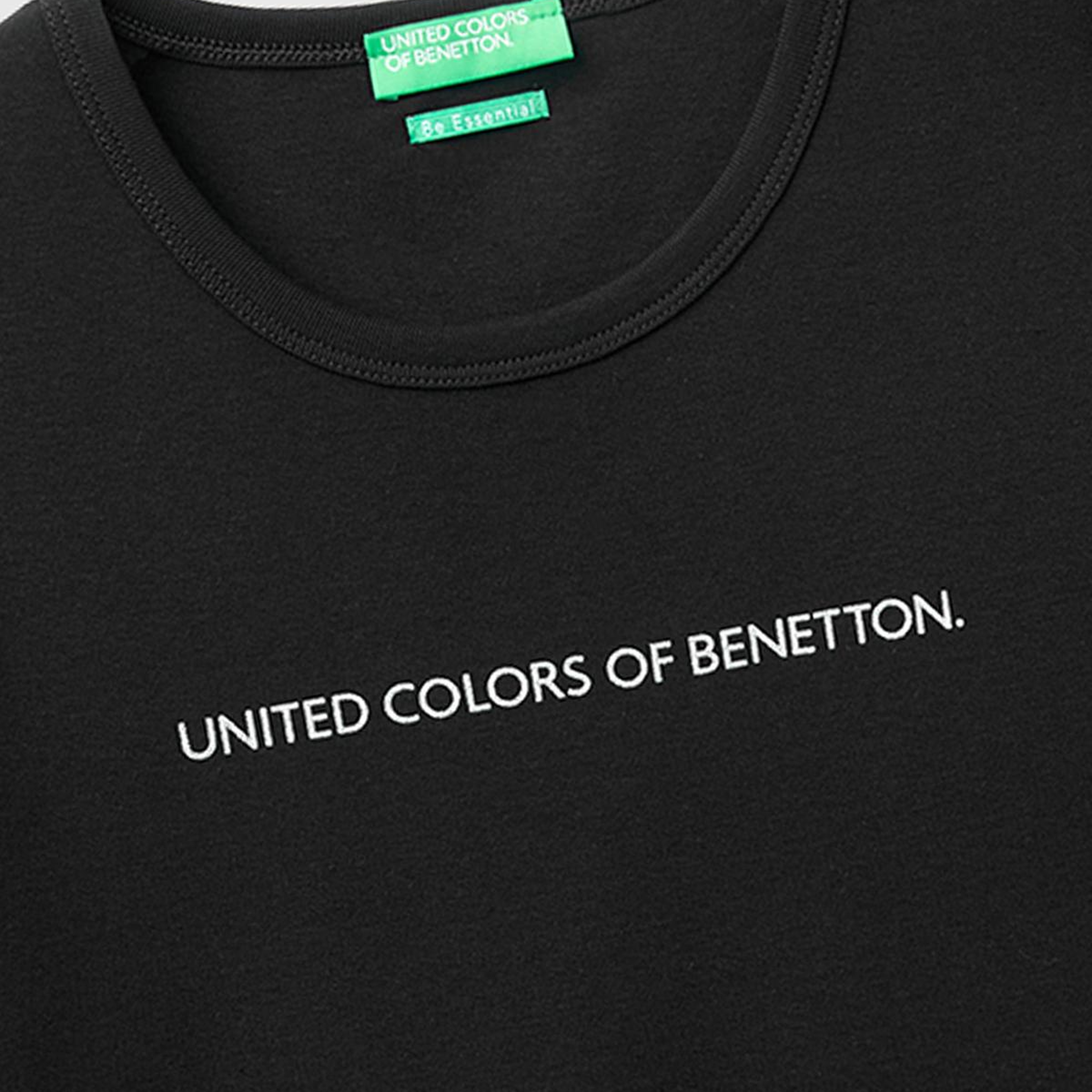 Kadın Siyah %100 Pamuk Logo Baskılı Bisiklet Yaka T-Shirt