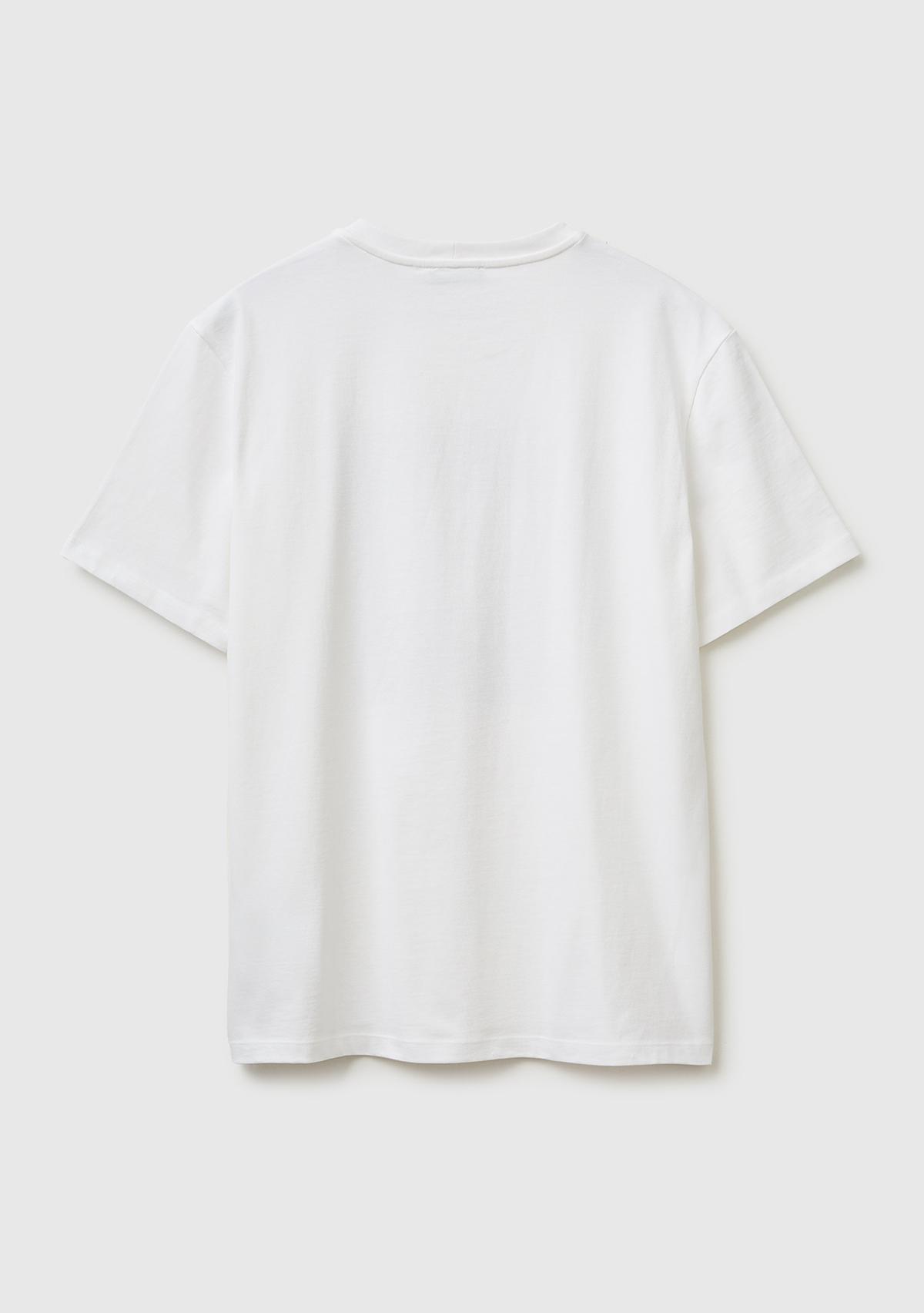 Erkek Beyaz  %100 Pamuk Regular Fit Grafik Baskılı T-Shirt