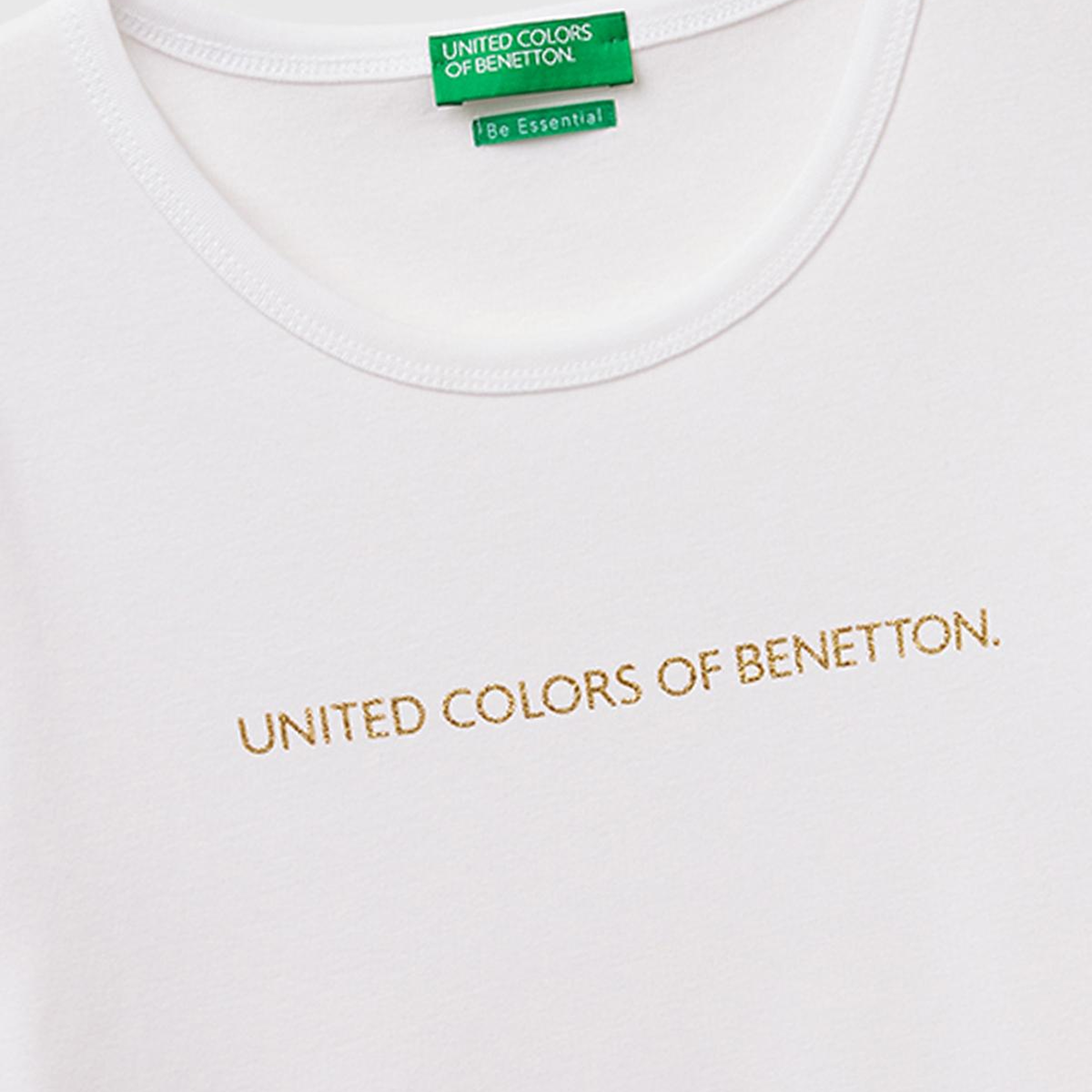 Kadın Beyaz %100 Pamuk Logo Baskılı Bisiklet Yaka T-Shirt