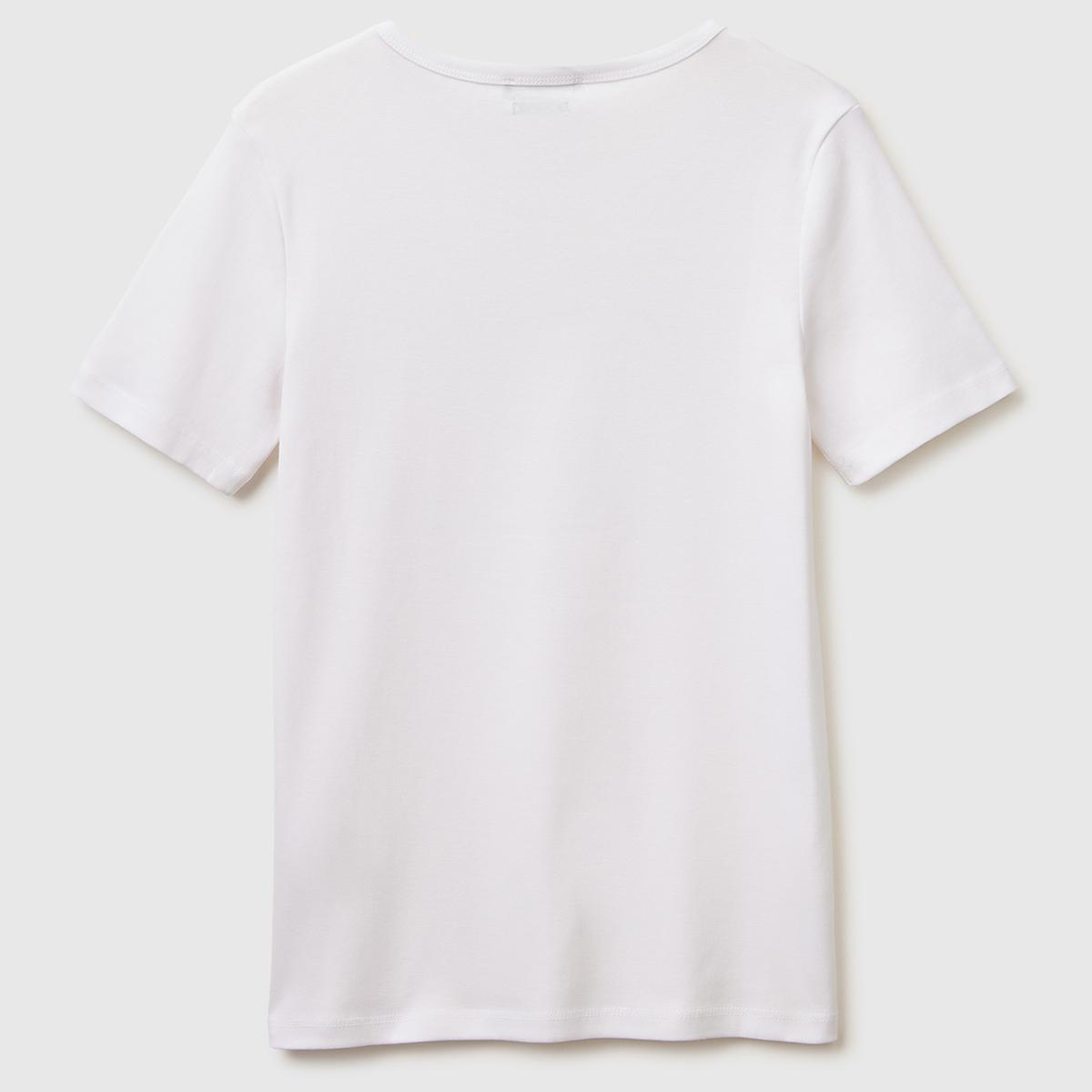 Kadın Beyaz %100 Pamuk Logo Baskılı Bisiklet Yaka T-Shirt