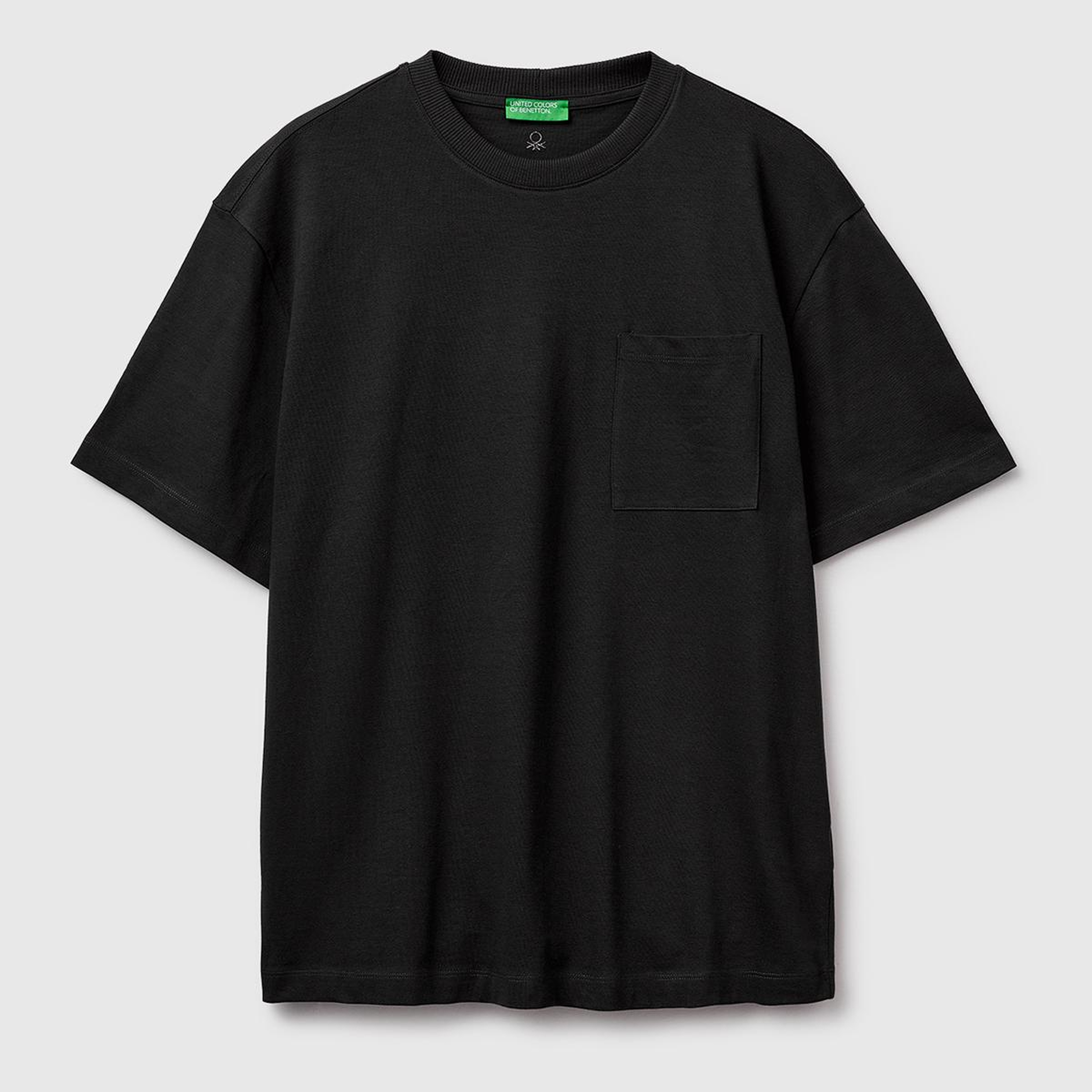 Erkek Siyah  %100 Pamuk Cepli Arkası Logo Nakışlı Bisiklet Yaka T-Shirt