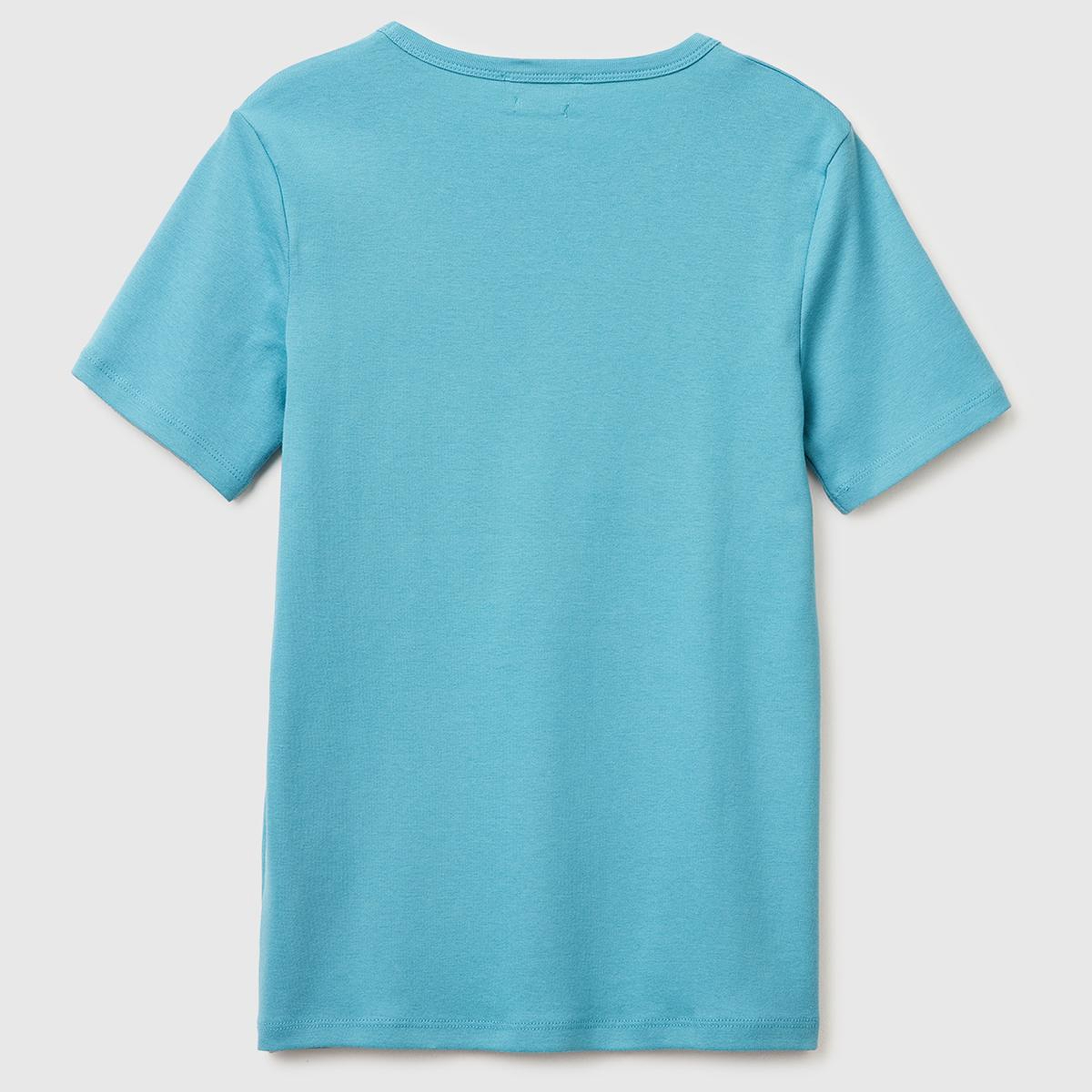 Kadın Mavi %100 Pamuk Logo Baskılı Bisiklet Yaka T-Shirt
