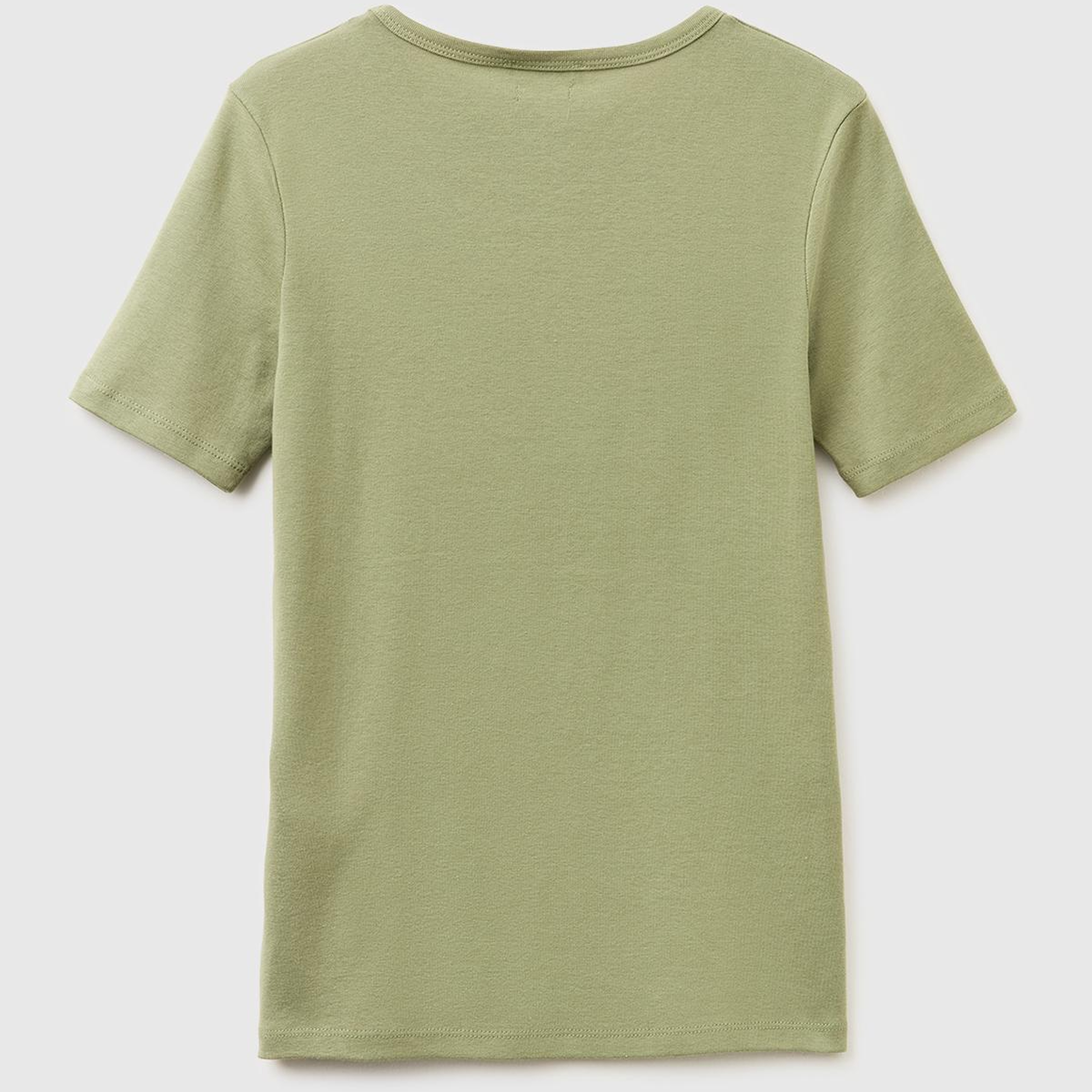 Kadın Haki %100 Pamuk Logo Baskılı Bisiklet Yaka T-Shirt