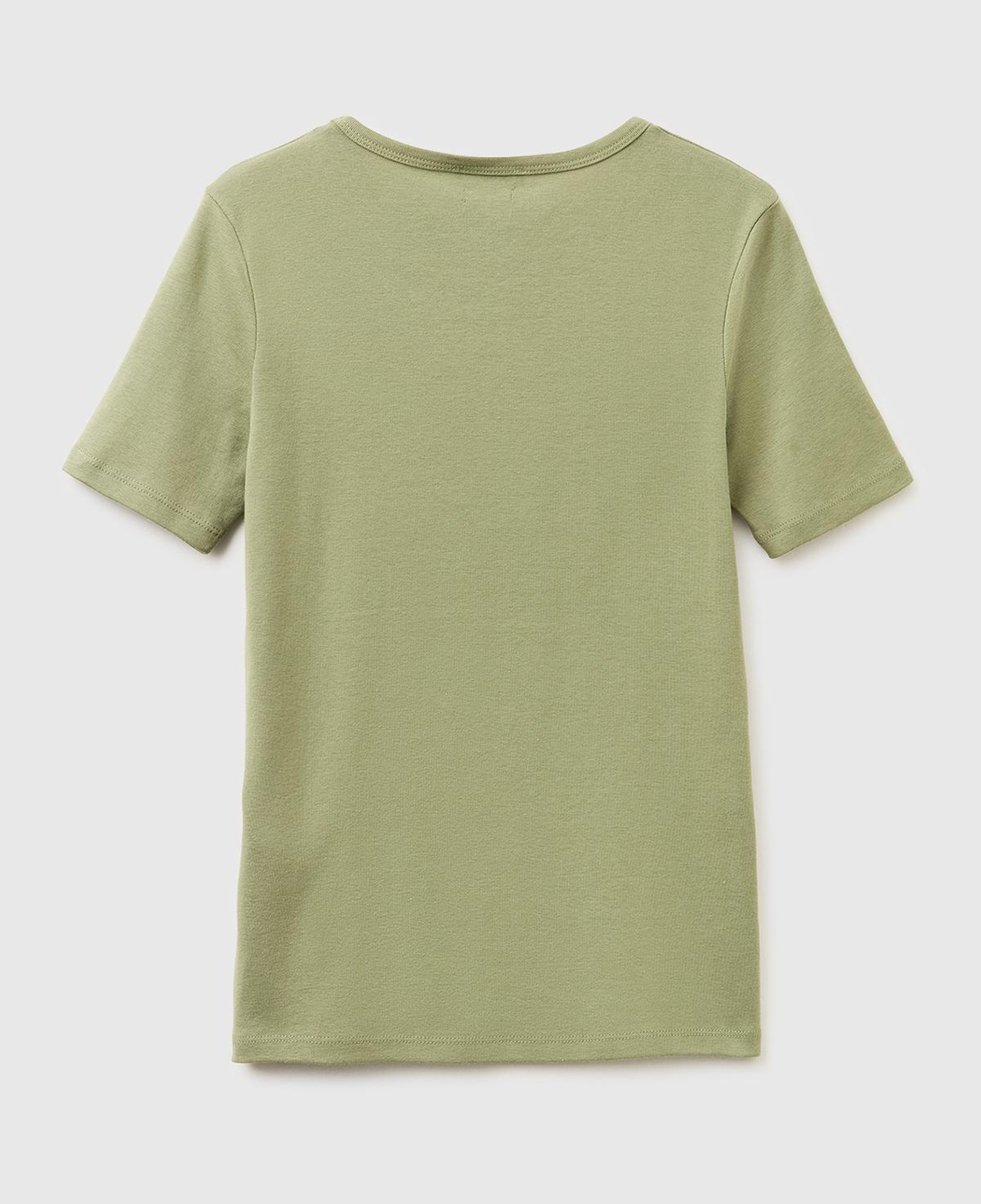Kadın Haki %100 Pamuk Logo Baskılı Bisiklet Yaka T-Shirt