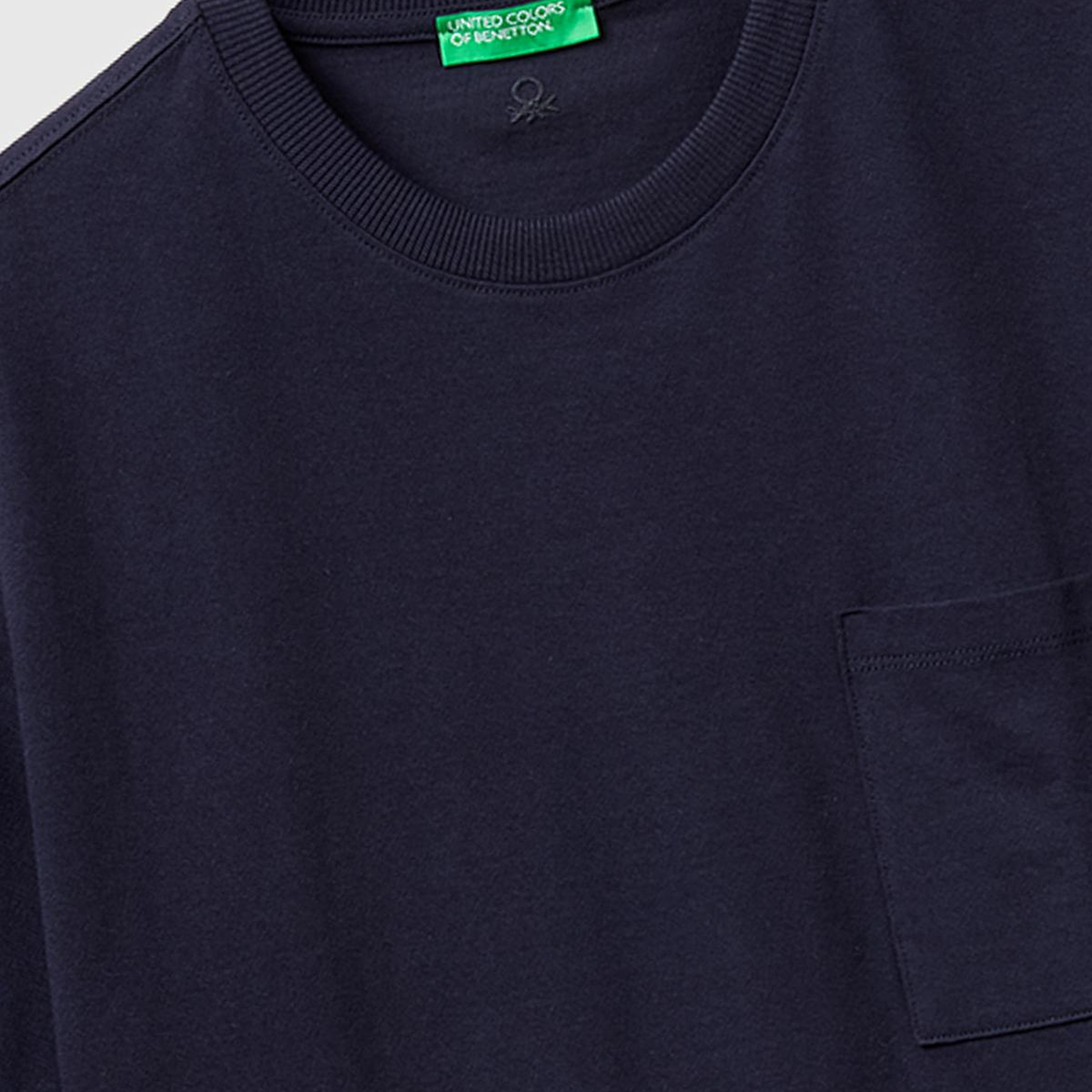 Erkek Lacivert  %100 Pamuk Cepli Arkası Logo Nakışlı Bisiklet Yaka T-Shirt