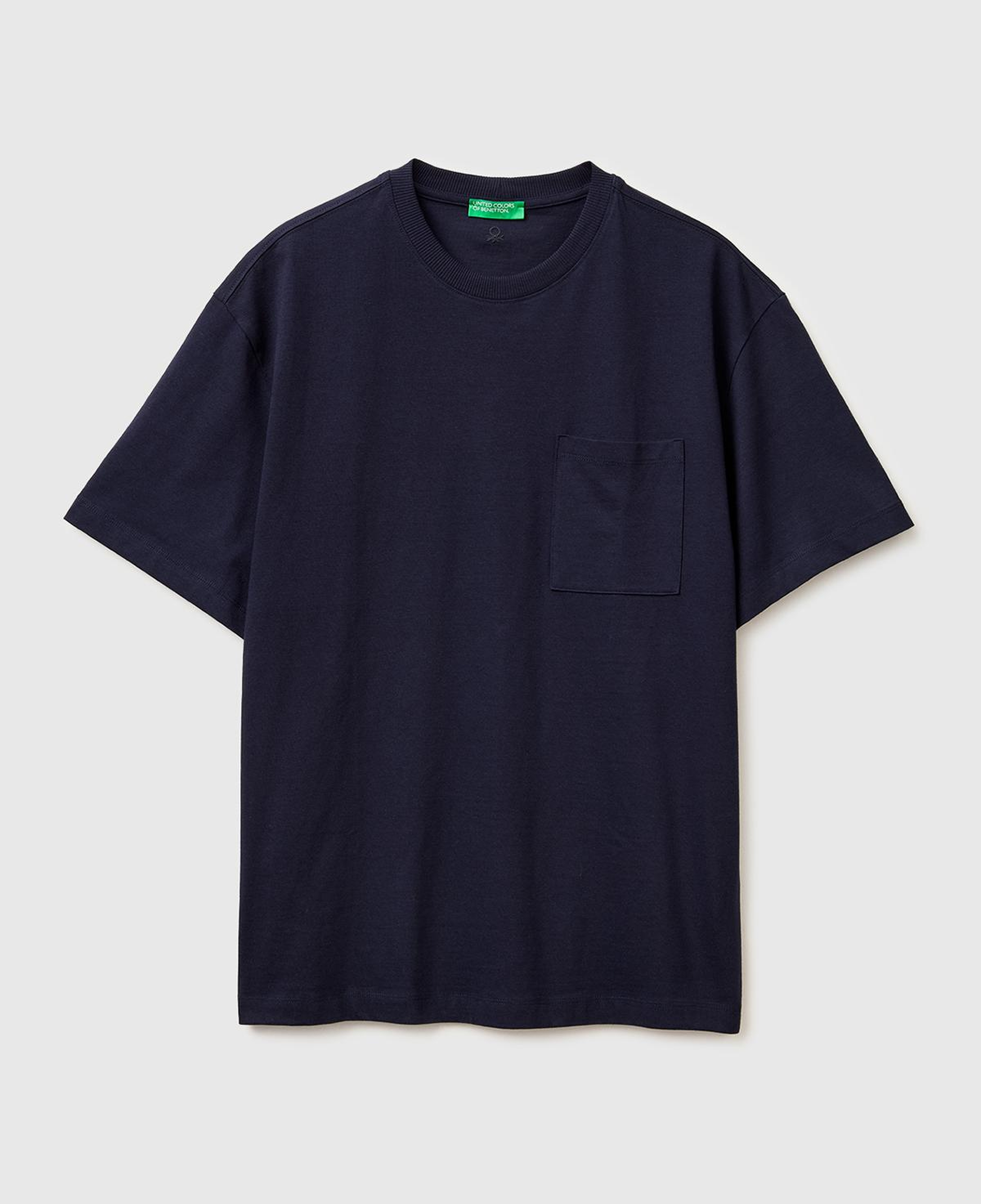 Erkek Lacivert  %100 Pamuk Cepli Arkası Logo Nakışlı Bisiklet Yaka T-Shirt
