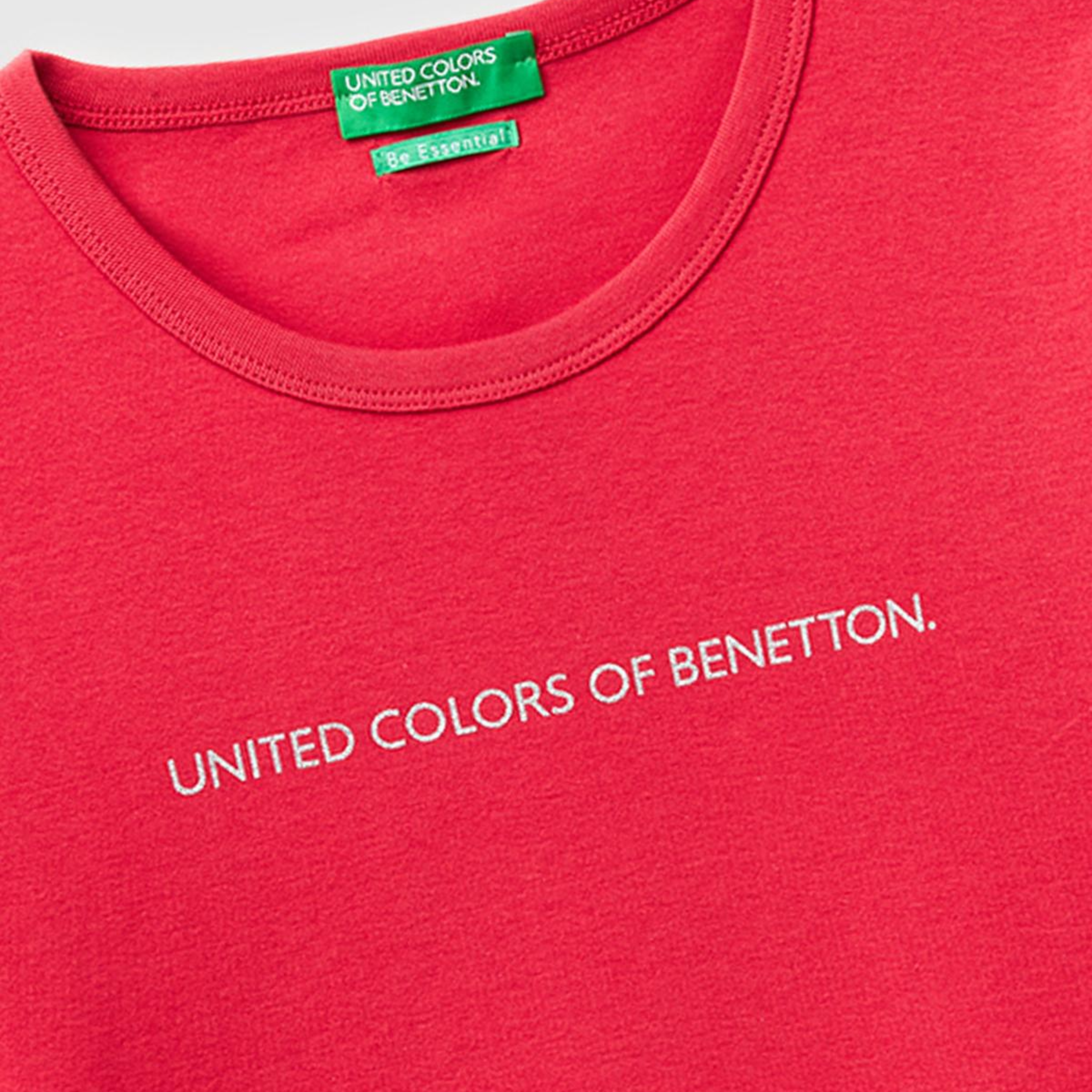 Kadın Kırmızı %100 Pamuk Logo Baskılı Bisiklet Yaka T-Shirt