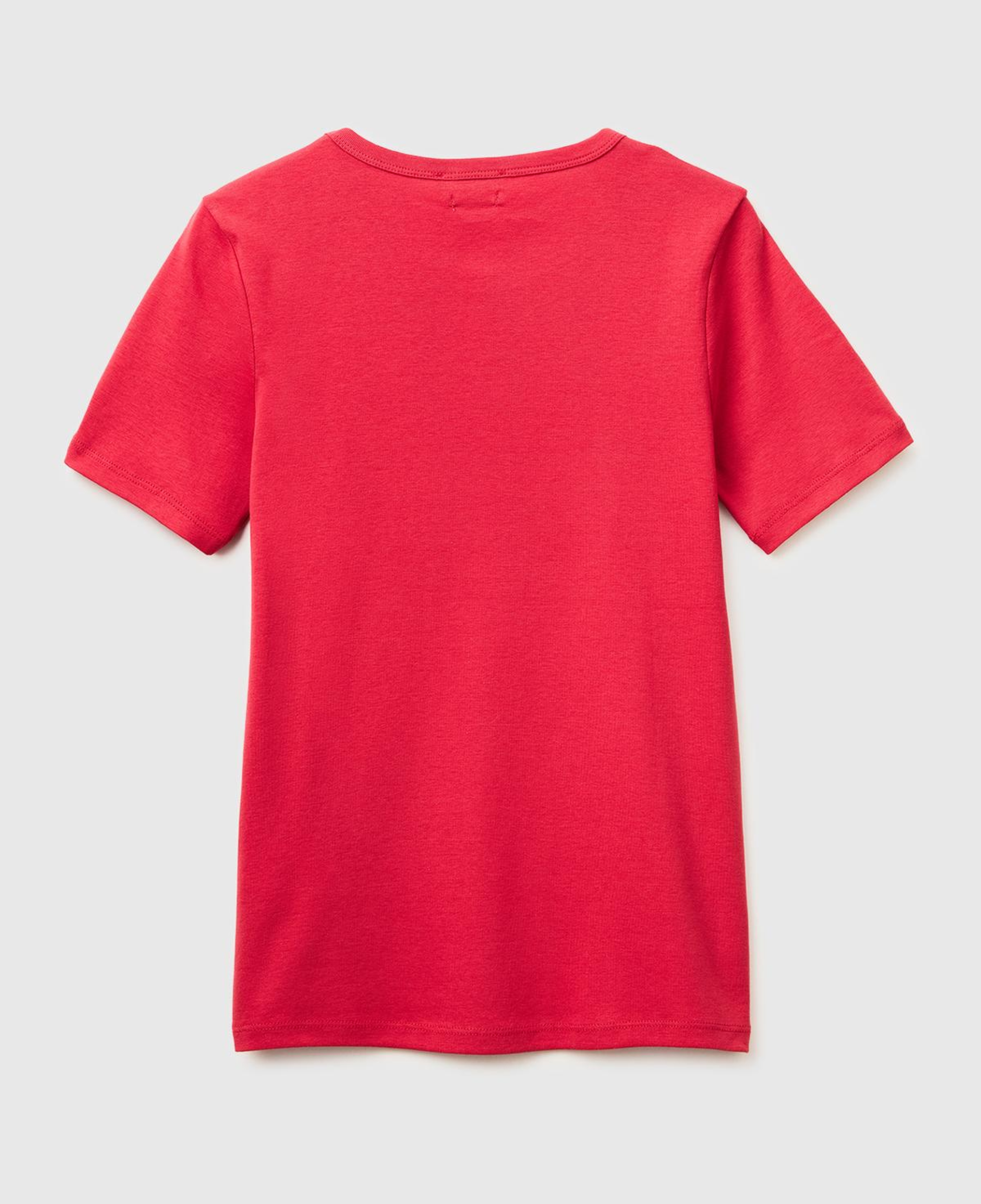 Kadın Kırmızı %100 Pamuk Logo Baskılı Bisiklet Yaka T-Shirt