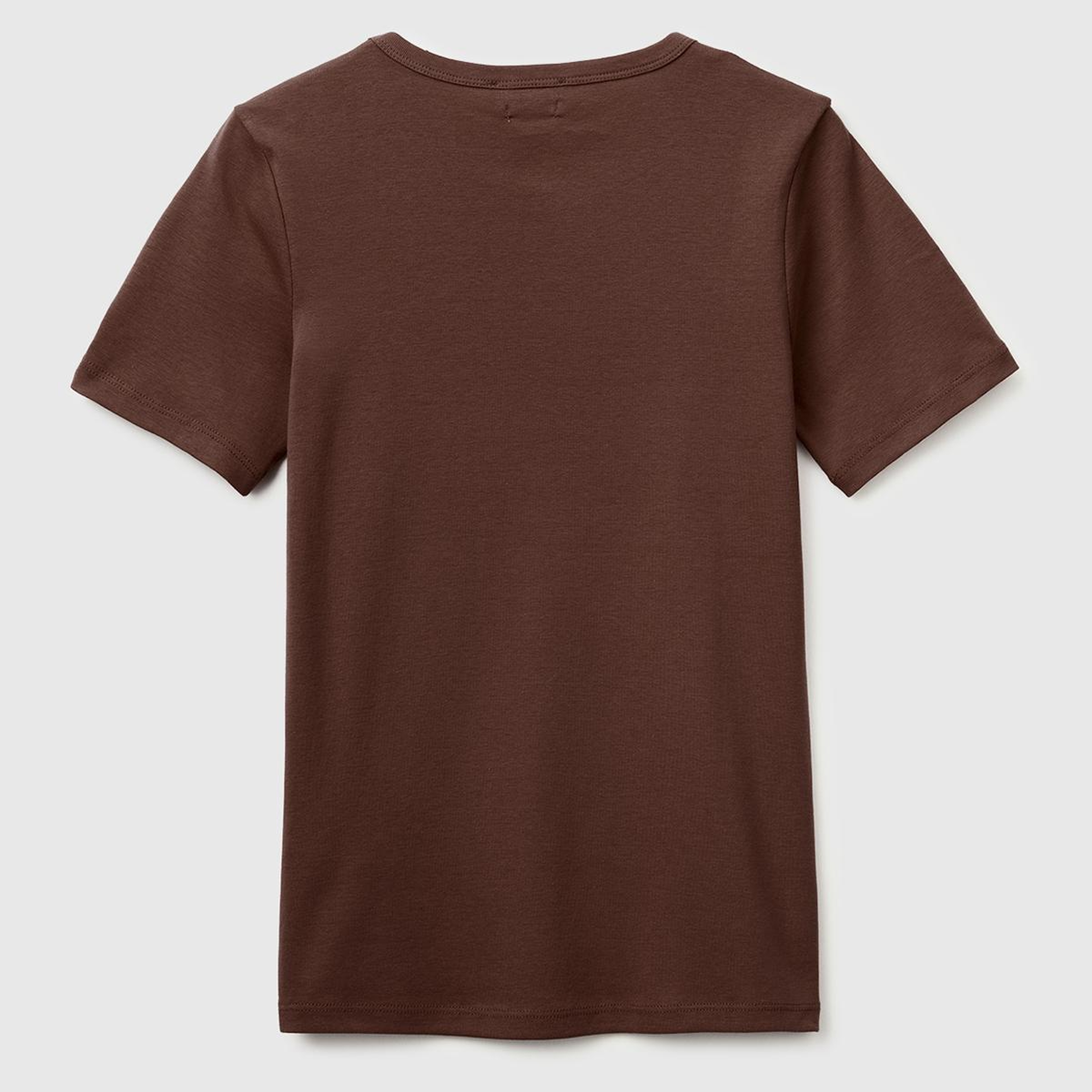 Kadın Kahverengi %100 Pamuk Logo Baskılı Bisiklet Yaka T-Shirt