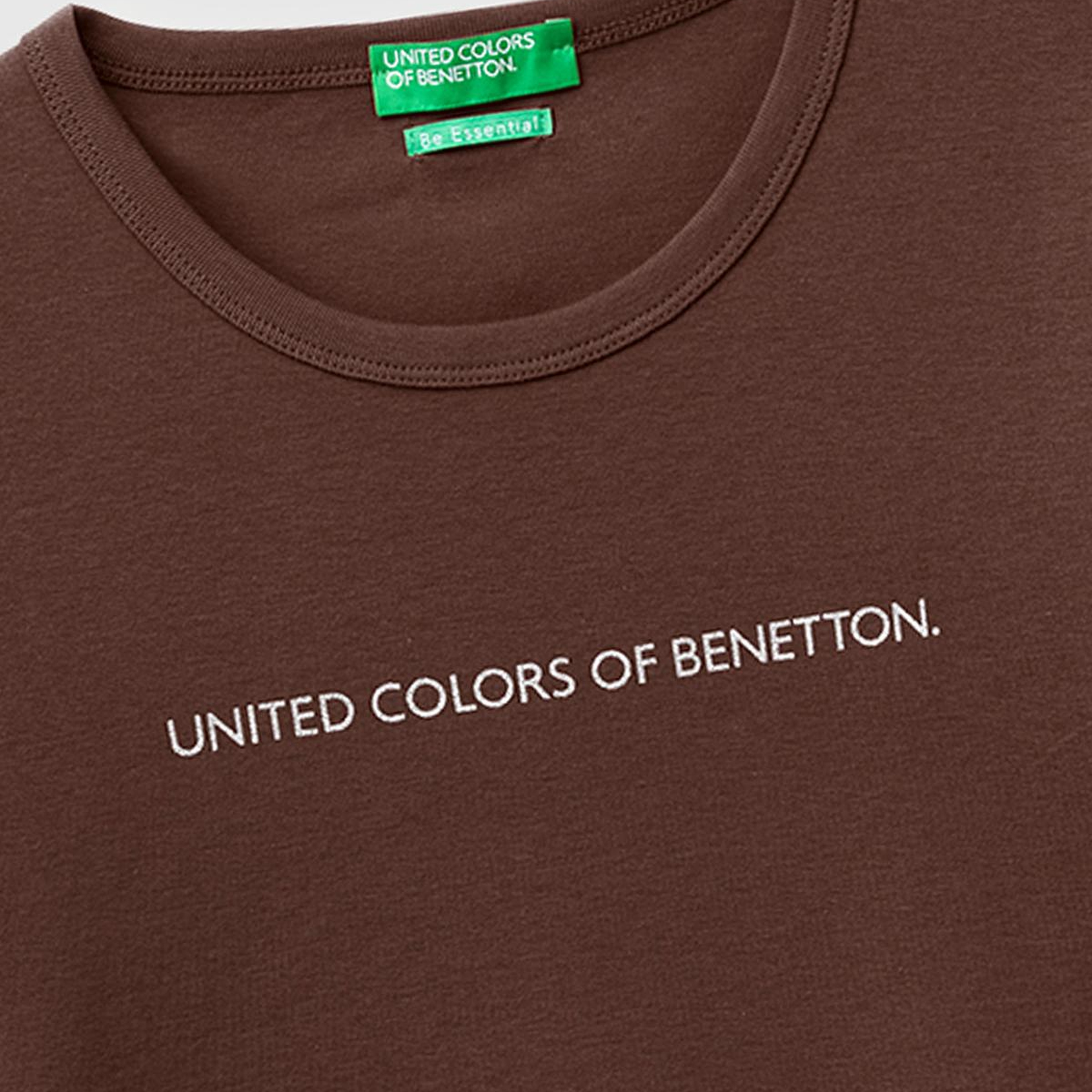 Kadın Kahverengi %100 Pamuk Logo Baskılı Bisiklet Yaka T-Shirt