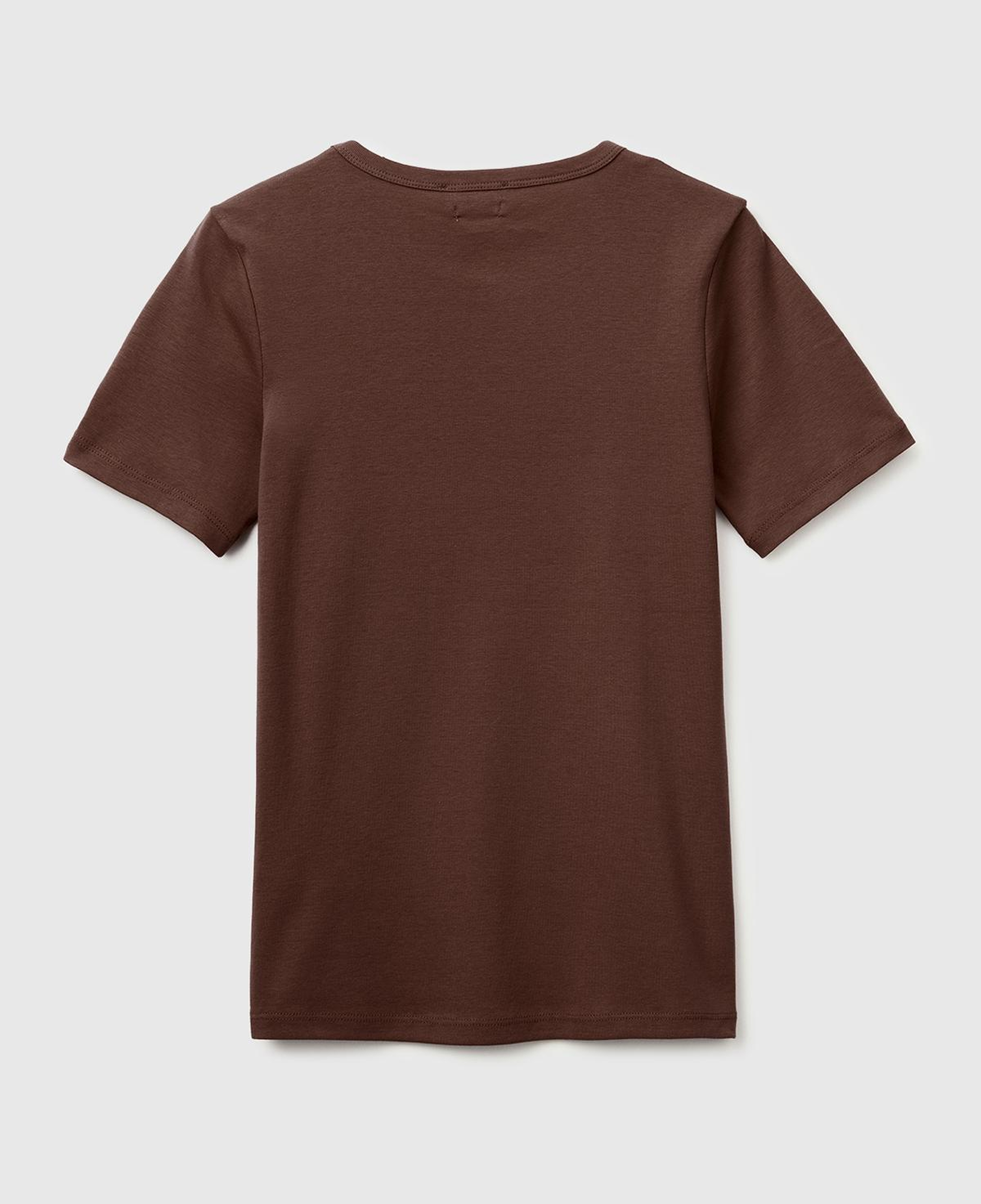 Kadın Kahverengi %100 Pamuk Logo Baskılı Bisiklet Yaka T-Shirt