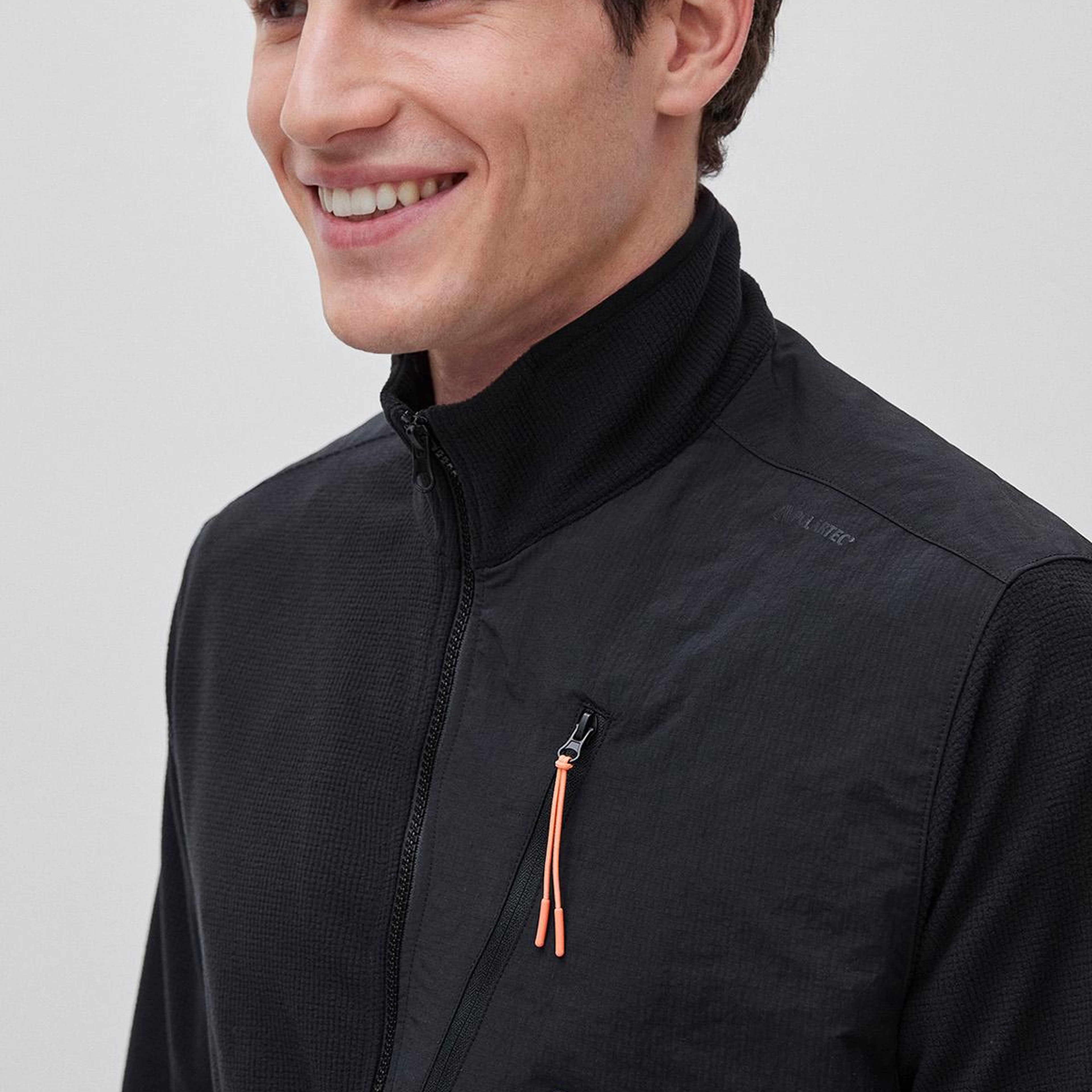 Erkek Siyah  Deri Detaylı Logolu Fermuarlı Sweatshirt