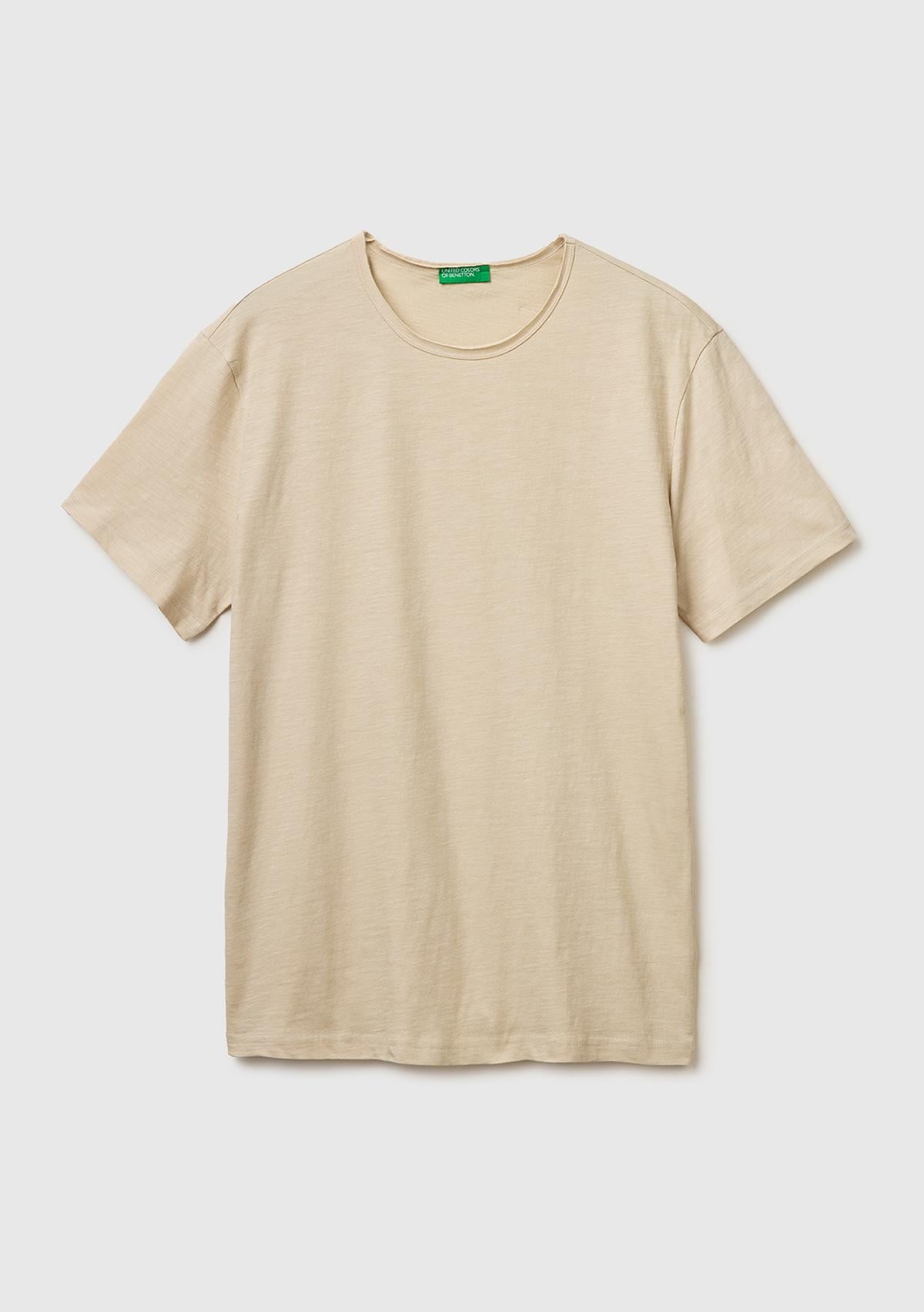 Erkek Taş %100 Pamuk Regular Fit Bisiklet Yaka T-Shirt