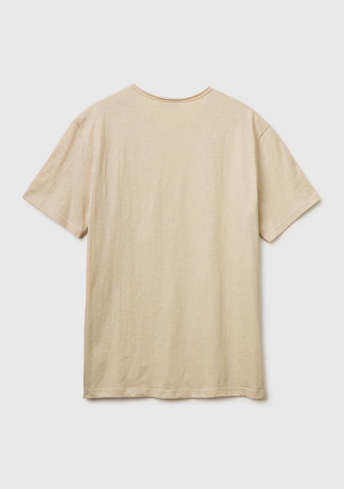 Erkek Taş %100 Pamuk Regular Fit Bisiklet Yaka T-Shirt