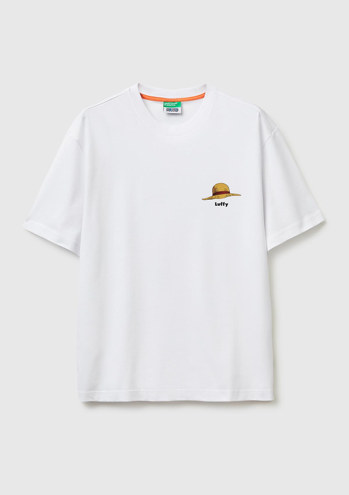 Erkek Beyaz %100 Pamuk Grafik Baskılı Logo Etiketli Bisiklet Yaka T-Shirt