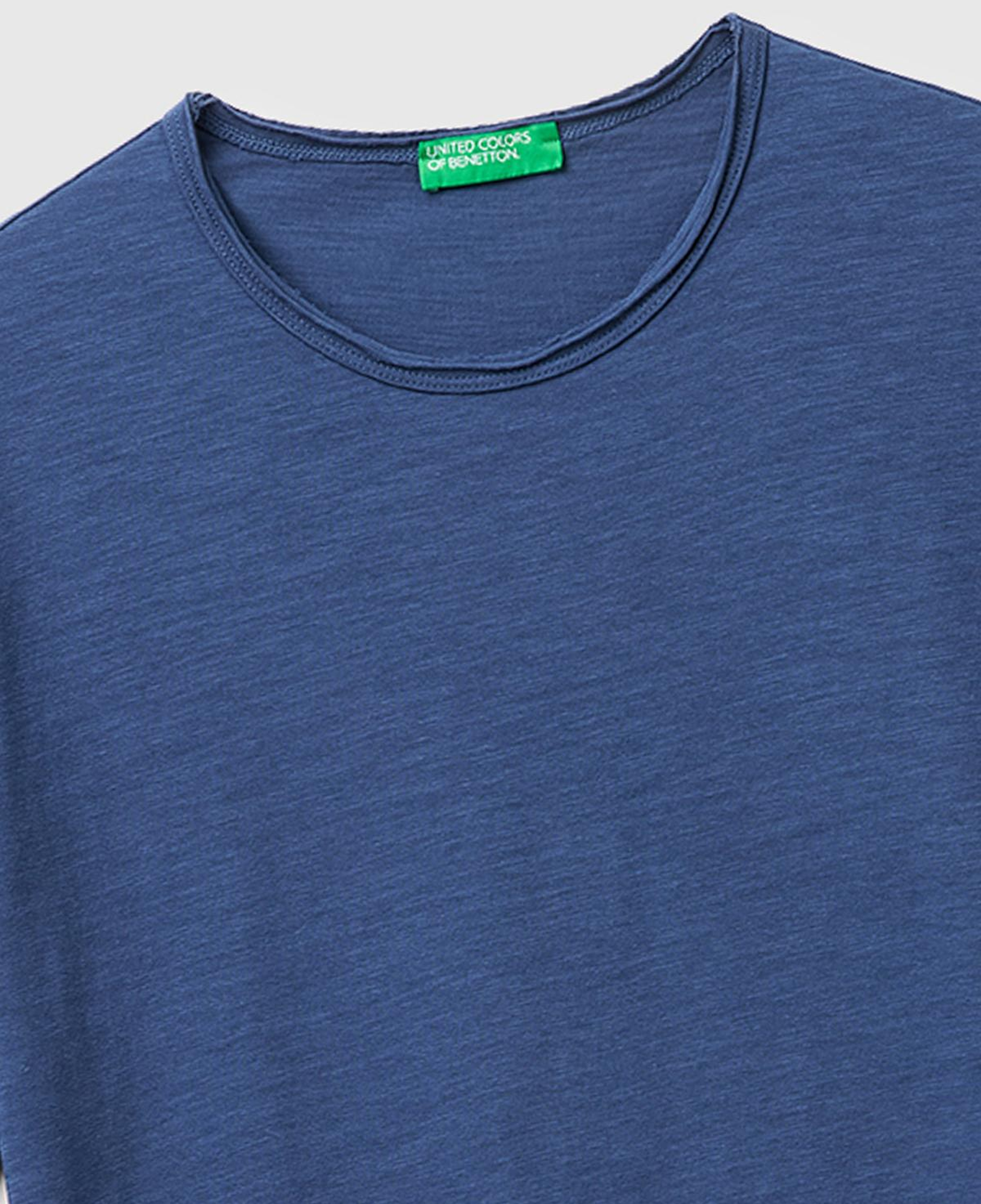 Erkek İndigo  %100 Pamuk Regular Fit Bisiklet Yaka T-Shirt