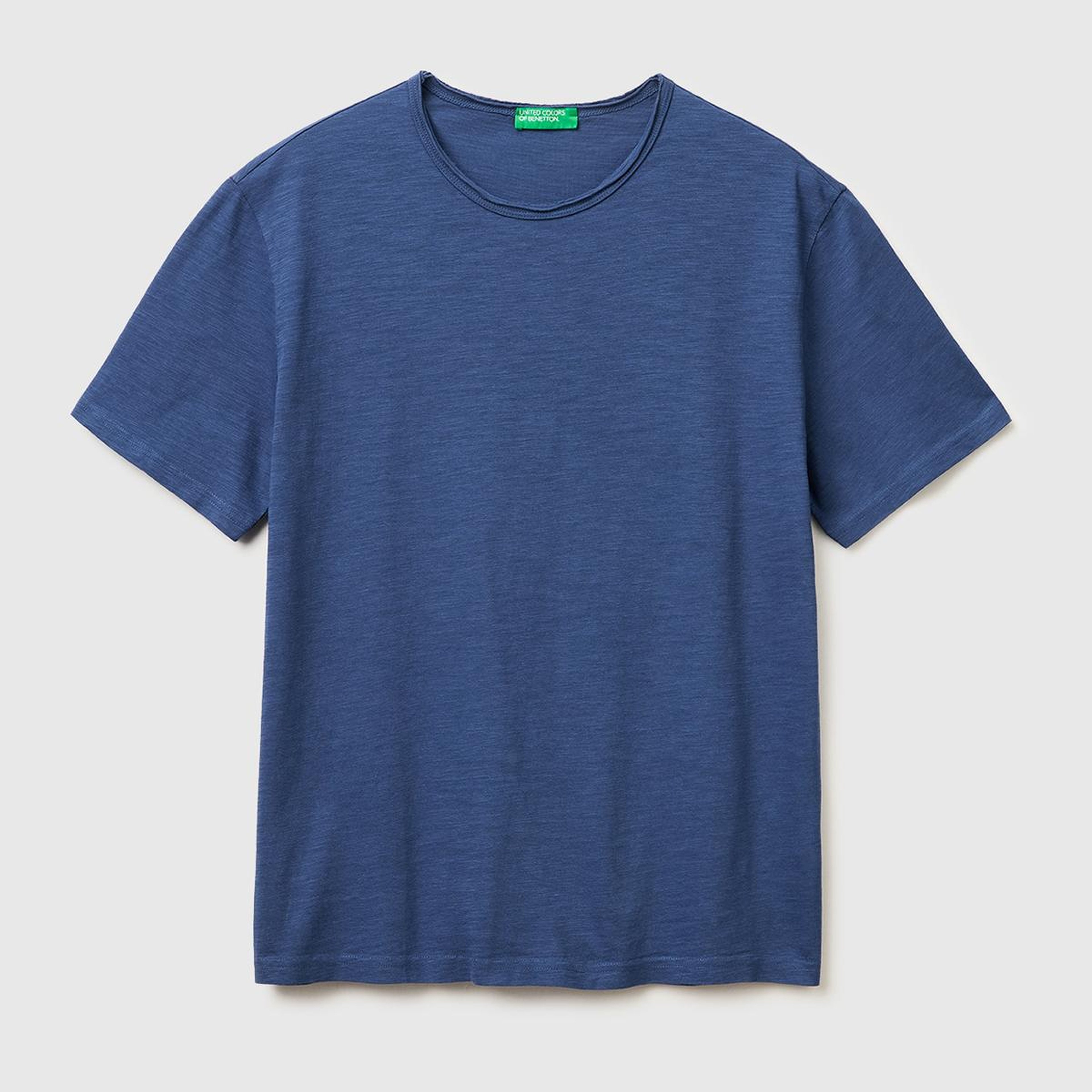 Erkek İndigo  %100 Pamuk Regular Fit Bisiklet Yaka T-Shirt