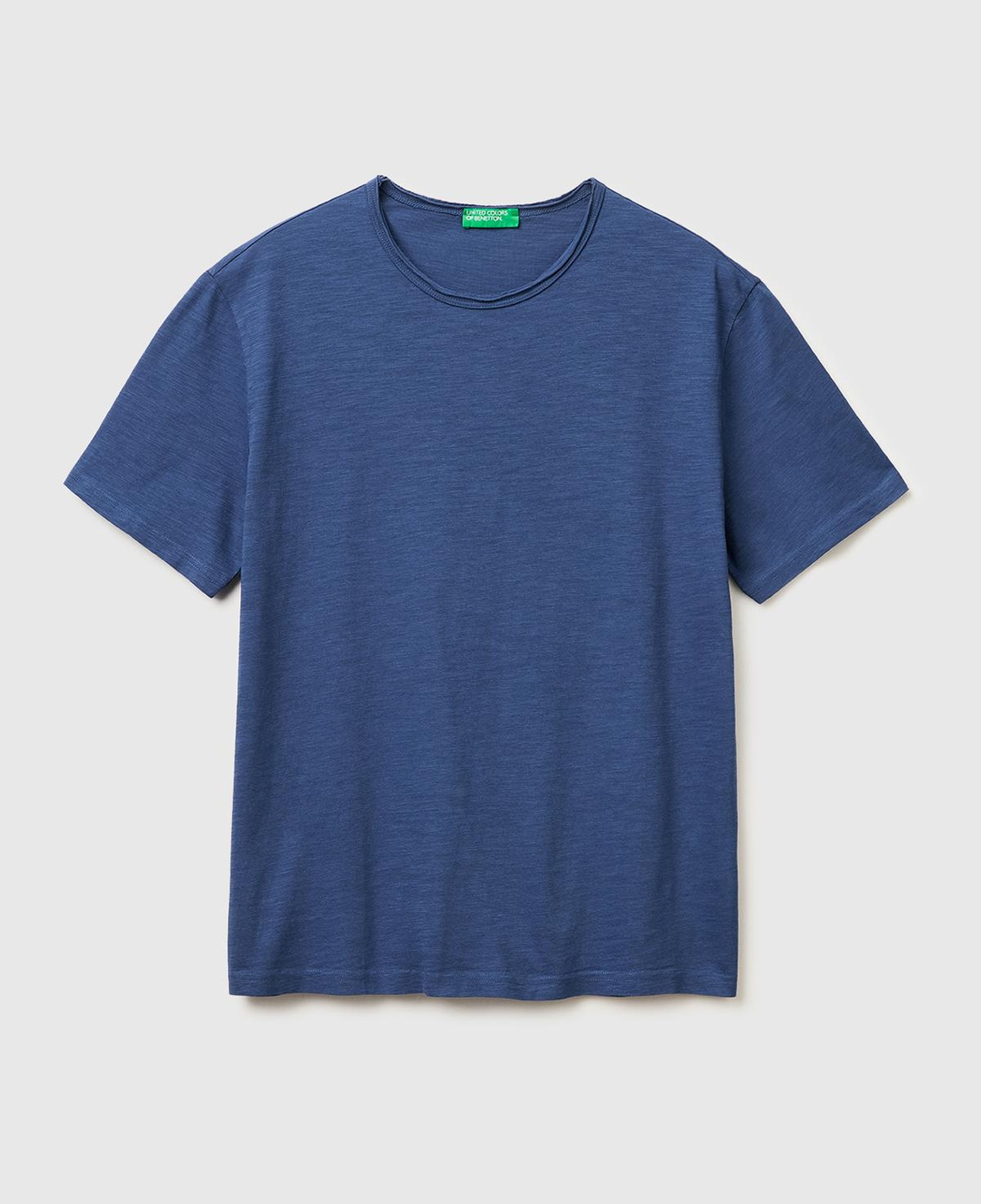 Erkek İndigo  %100 Pamuk Regular Fit Bisiklet Yaka T-Shirt