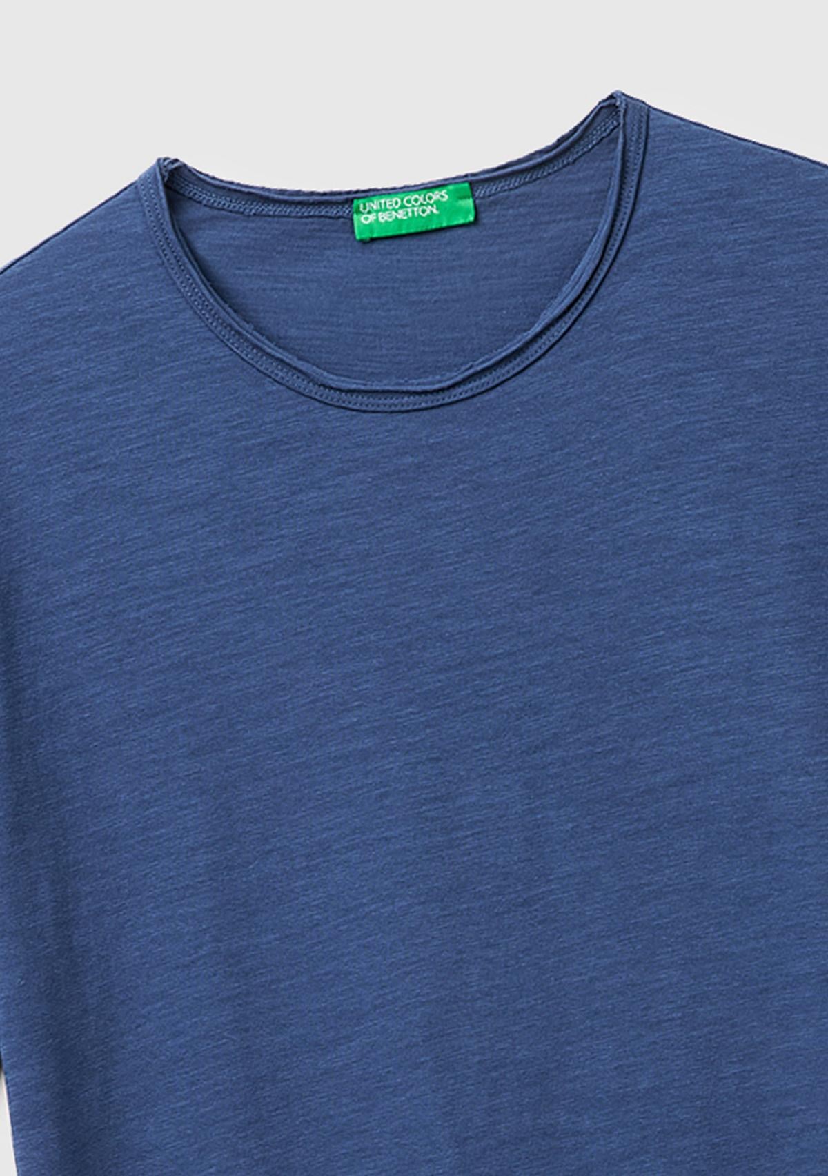 Erkek İndigo %100 Pamuk Regular Fit Bisiklet Yaka T-Shirt