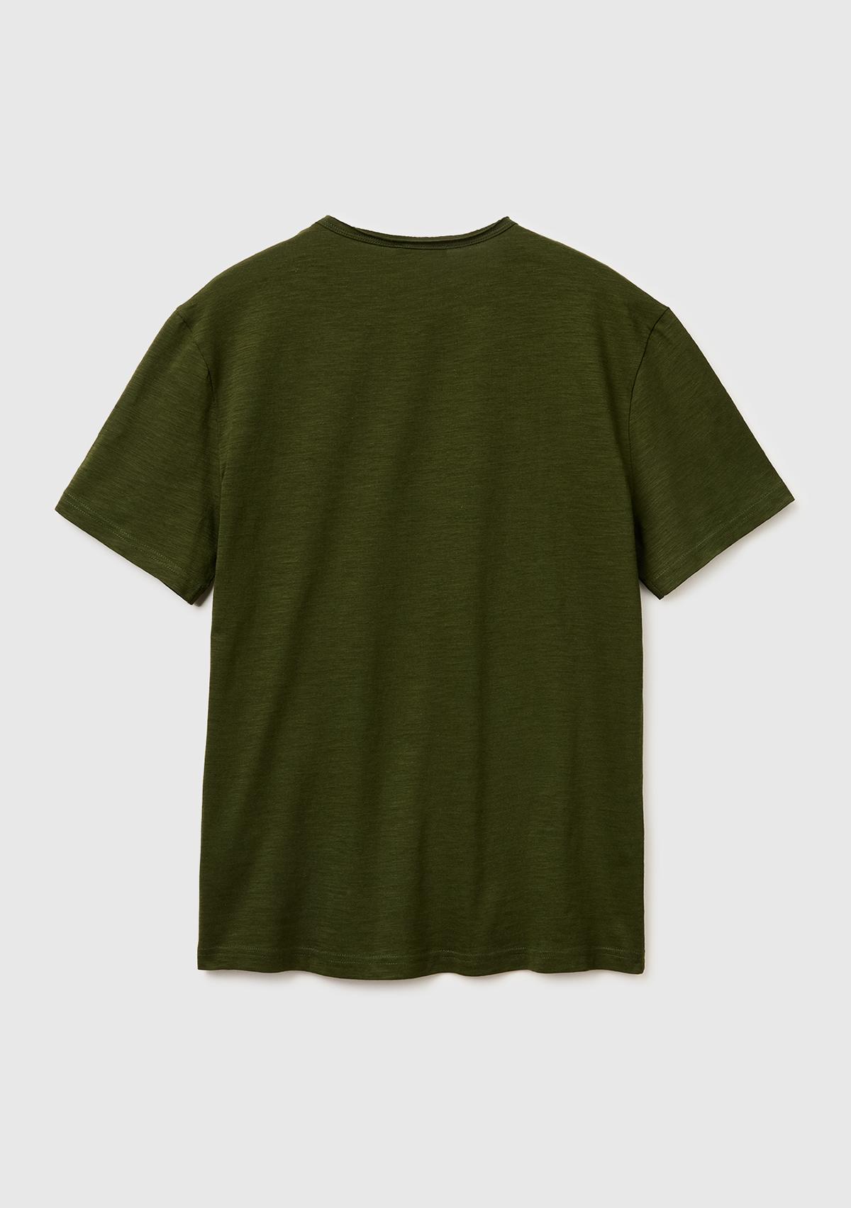 Erkek Koyu Yeşil  %100 Pamuk Regular Fit Bisiklet Yaka T-Shirt