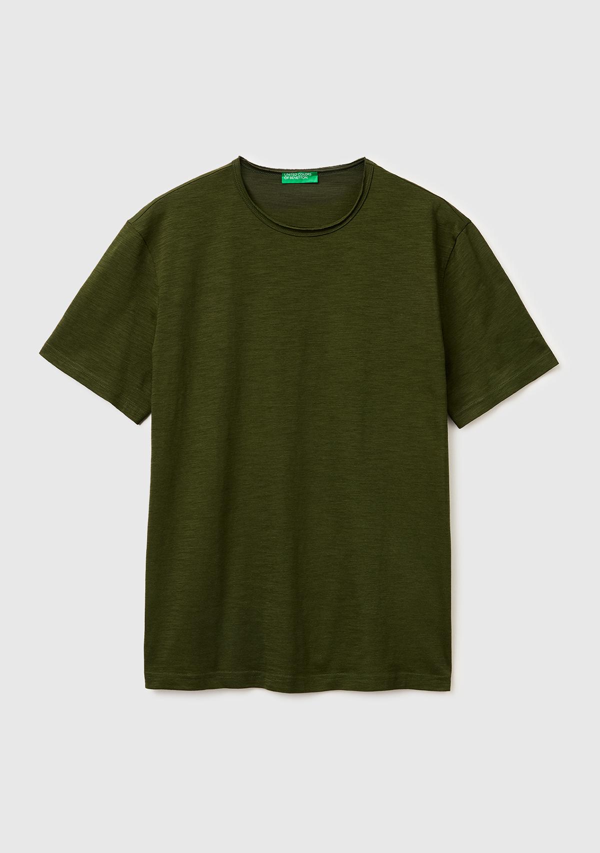 Erkek Koyu Yeşil  %100 Pamuk Regular Fit Bisiklet Yaka T-Shirt