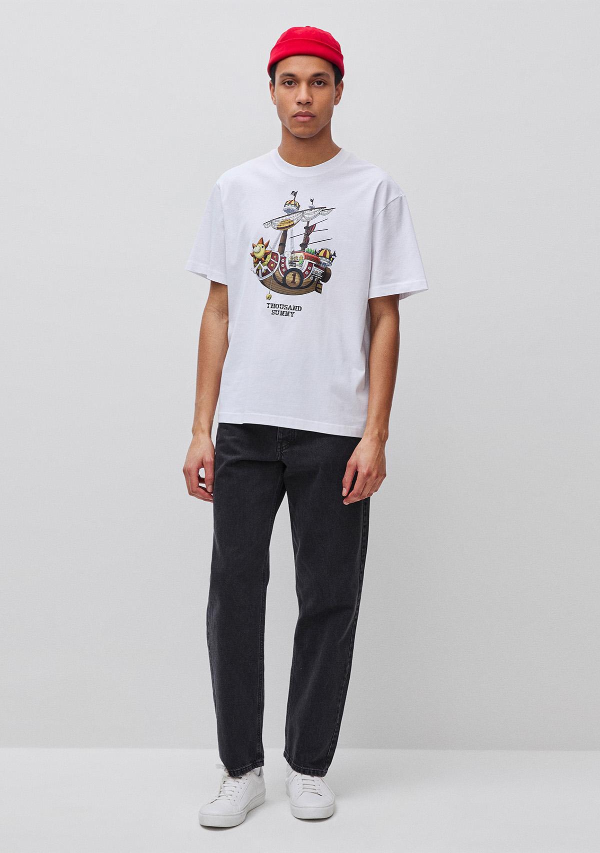 Erkek Beyaz Mix  %100 Pamuk Grafik Baskılı Logo Etiketli Bisiklet Yaka T-Shirt