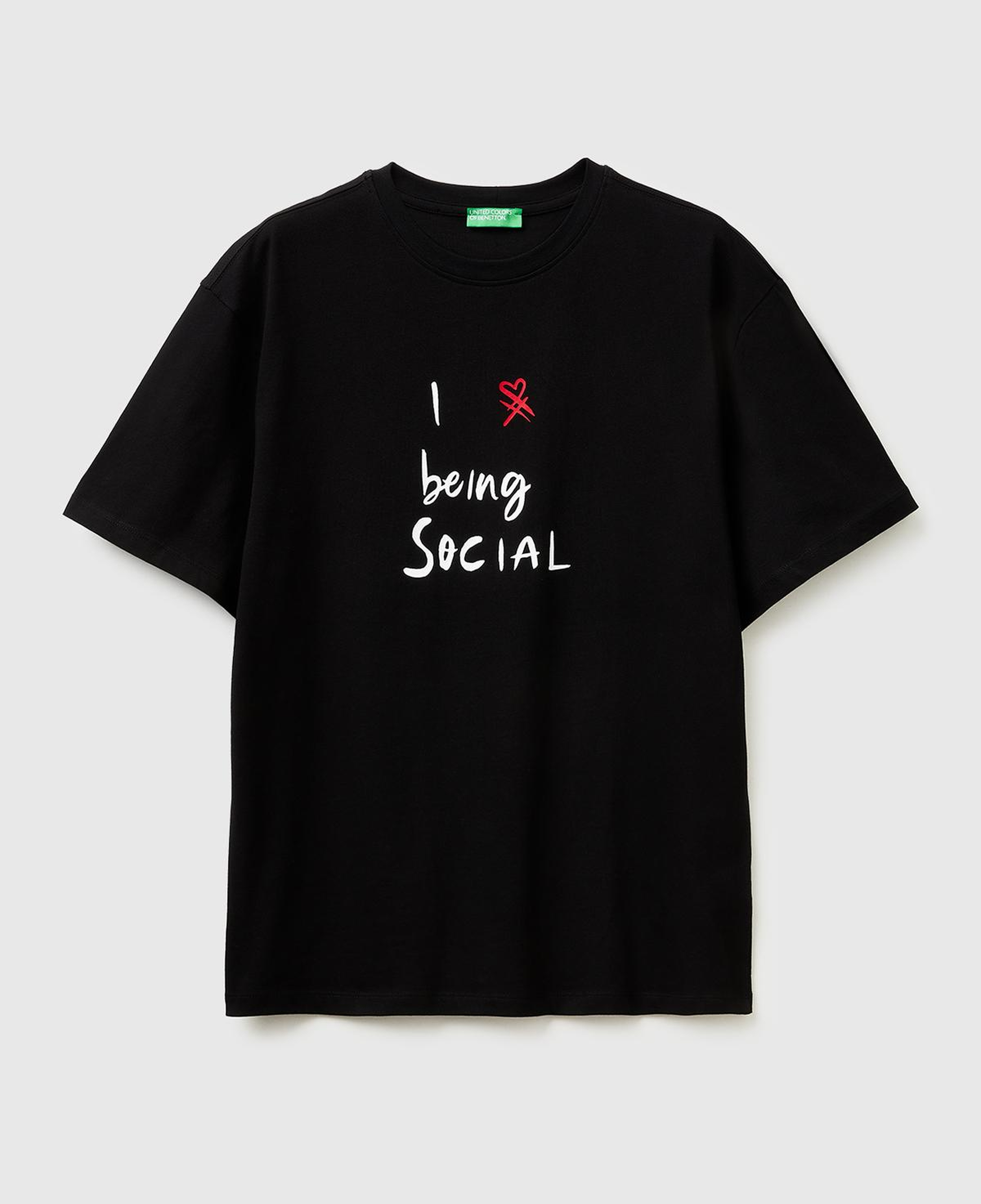 Erkek Siyah  %100 Pamuk Grafik Baskılı Bisiklet Yaka T-Shirt
