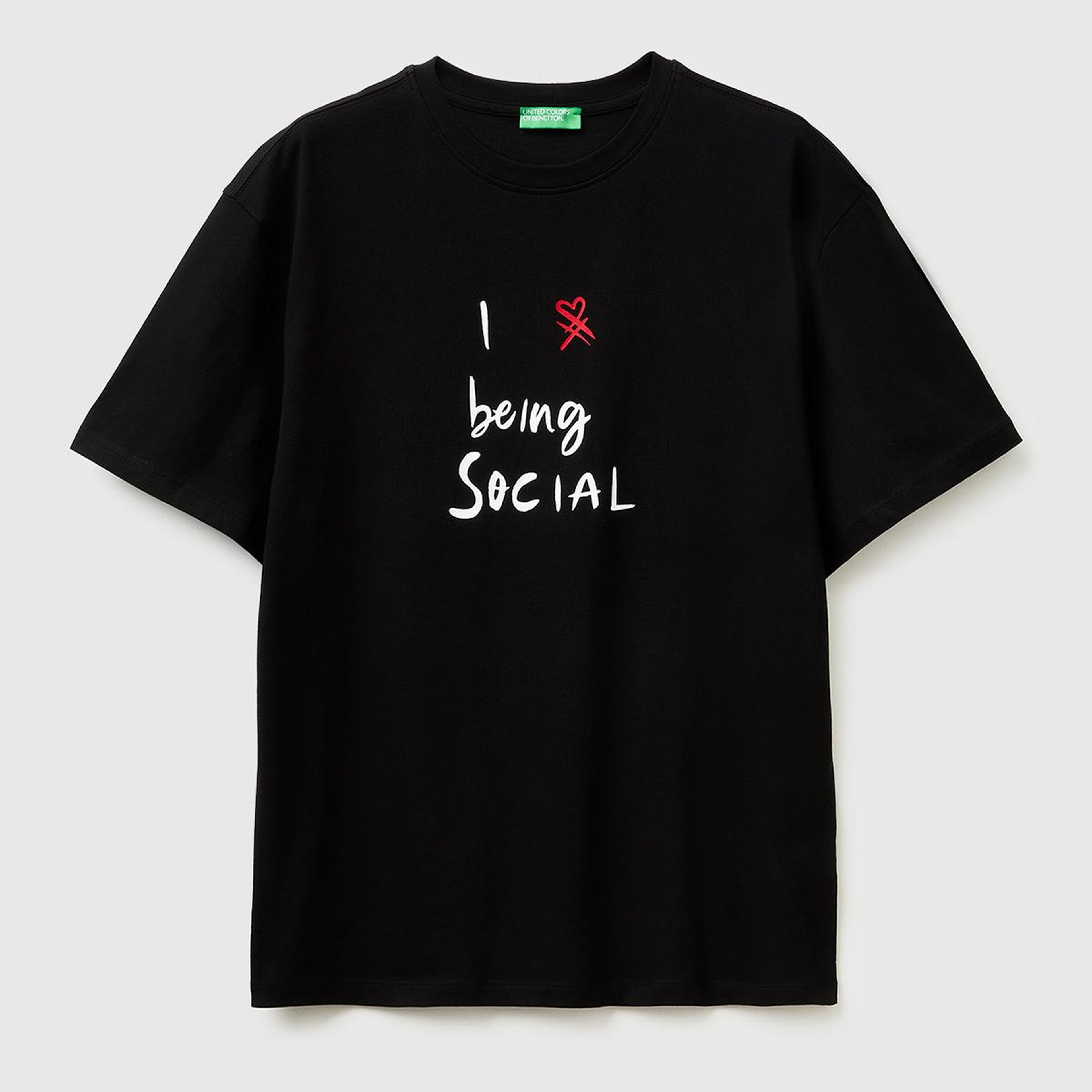 Erkek Siyah  %100 Pamuk Grafik Baskılı Bisiklet Yaka T-Shirt