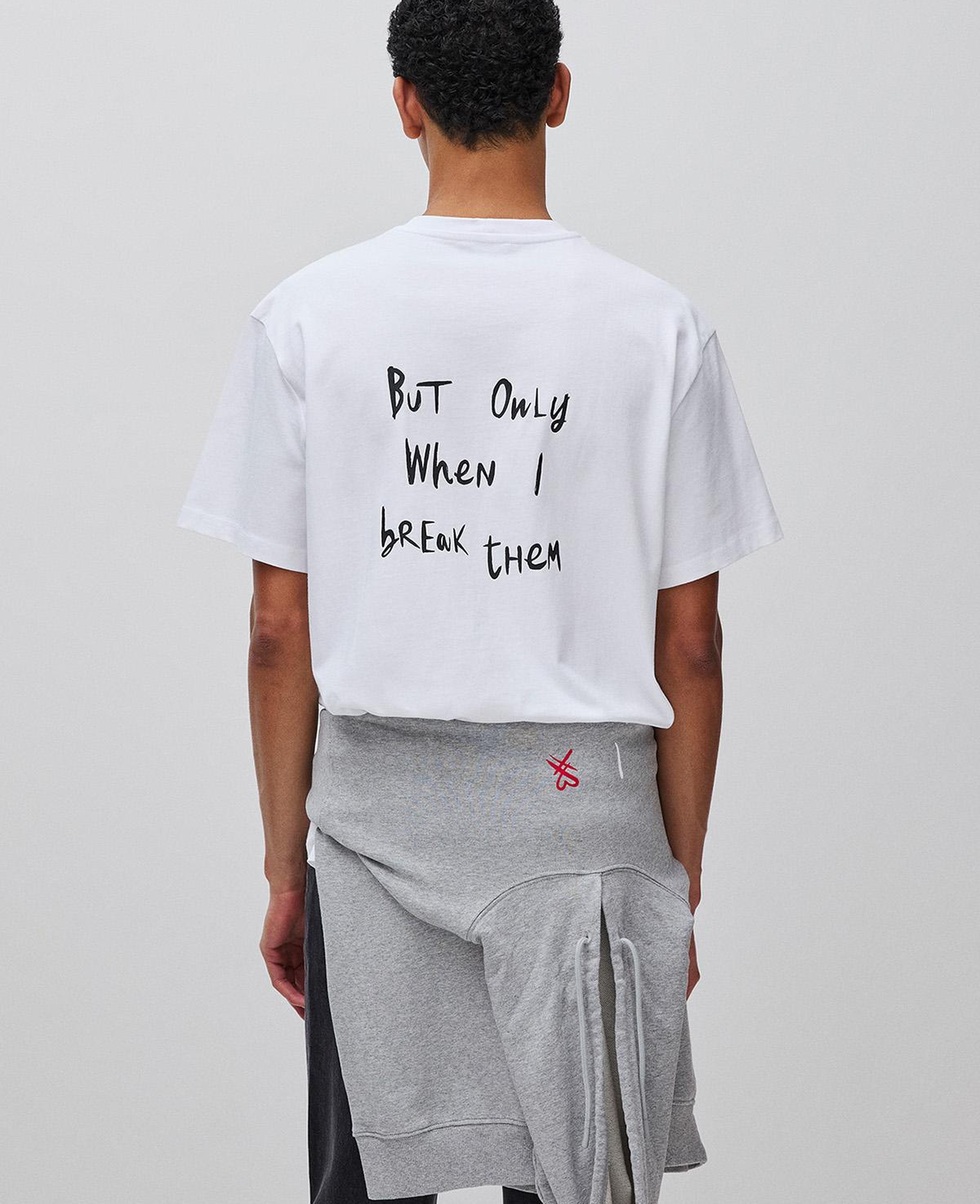 Erkek Beyaz %100 Pamuk Grafik Baskılı Bisiklet Yaka T-Shirt