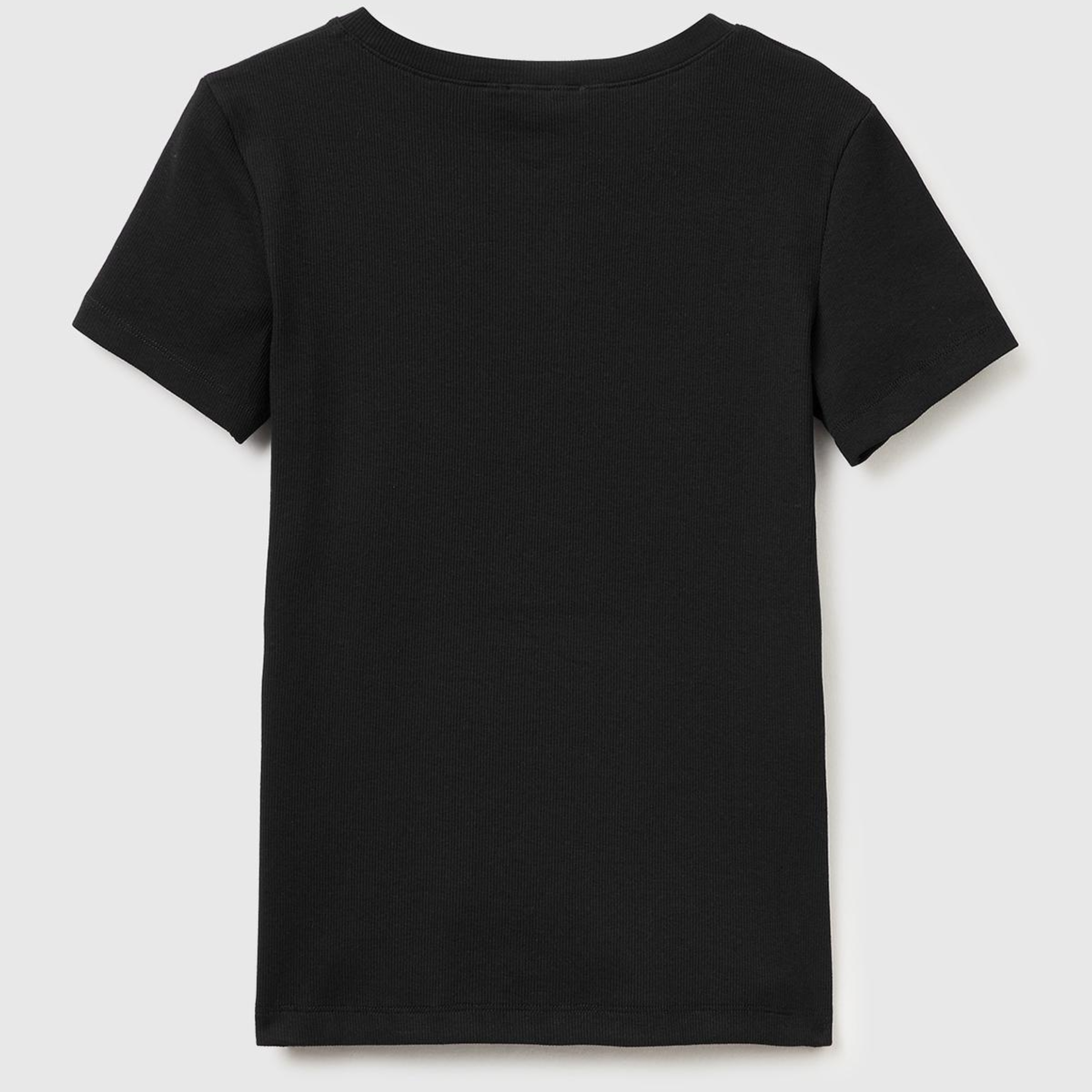 Kadın Siyah Pamuk Karışımlı Önü Düğme Detaylı Yuvarlak Yaka T-Shirt