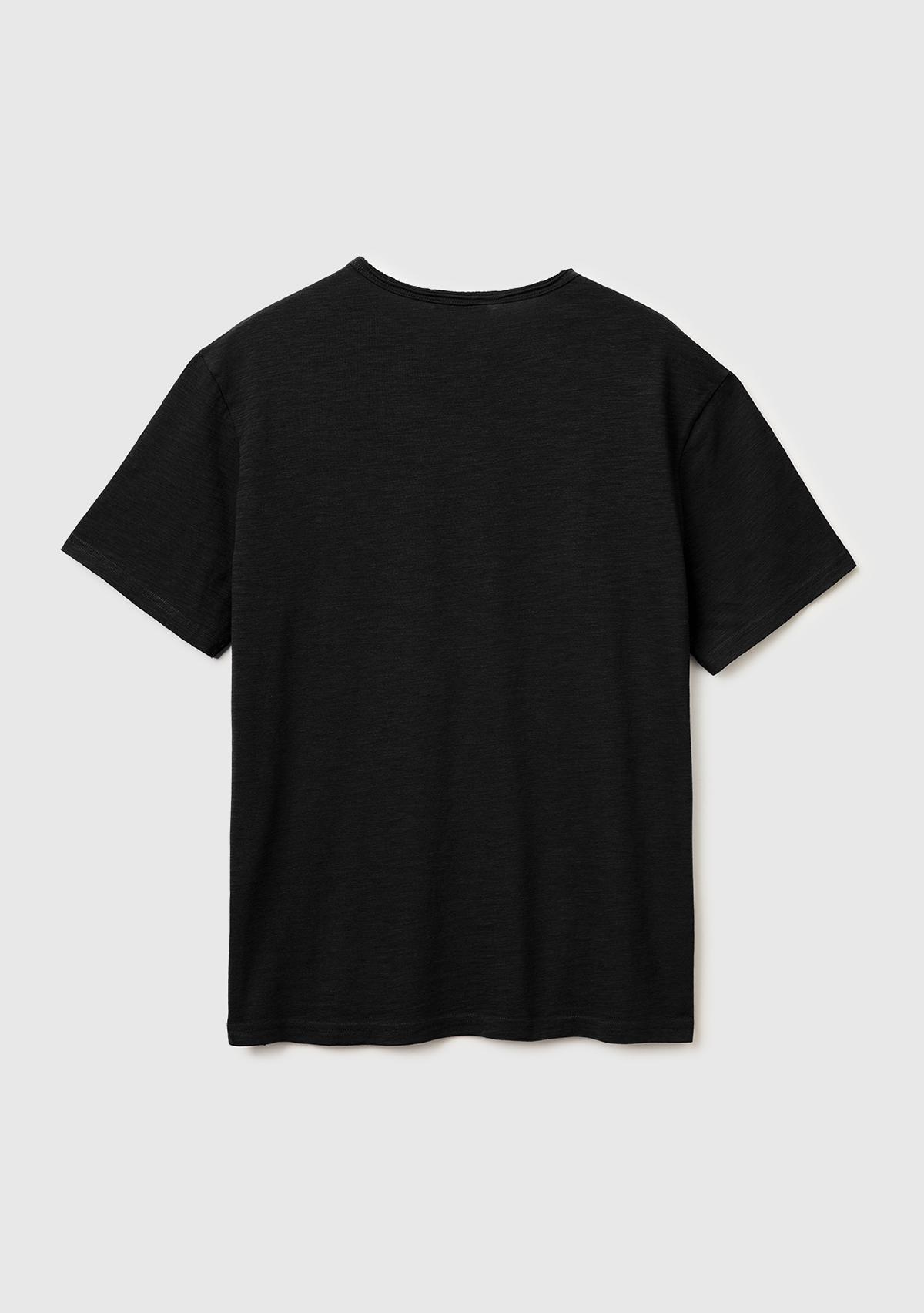 Erkek Siyah  %100 Pamuk Regular Fit Bisiklet Yaka T-Shirt