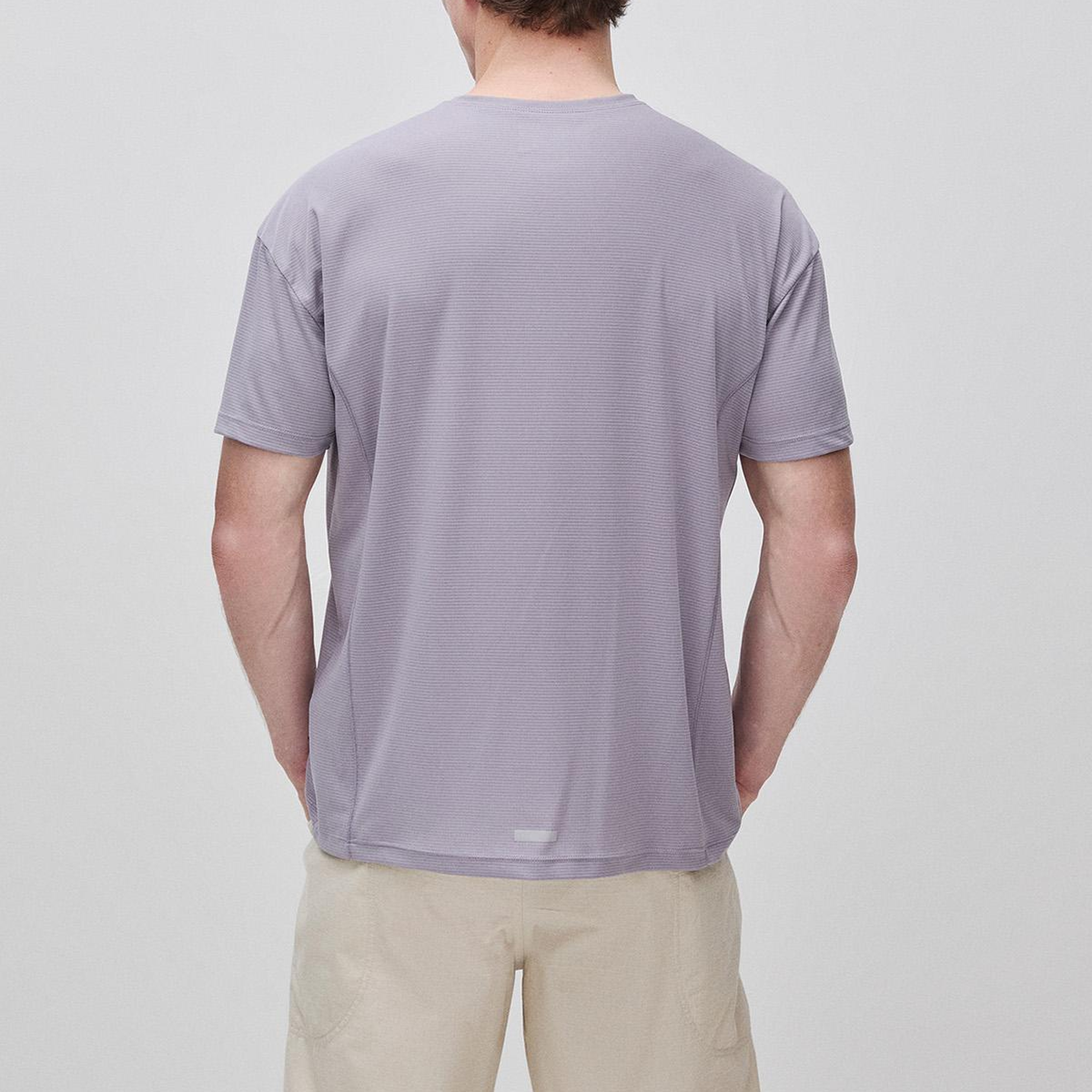 Erkek Gri Reflektif Baskılı Logolu Bisiklet Yaka T-Shirt