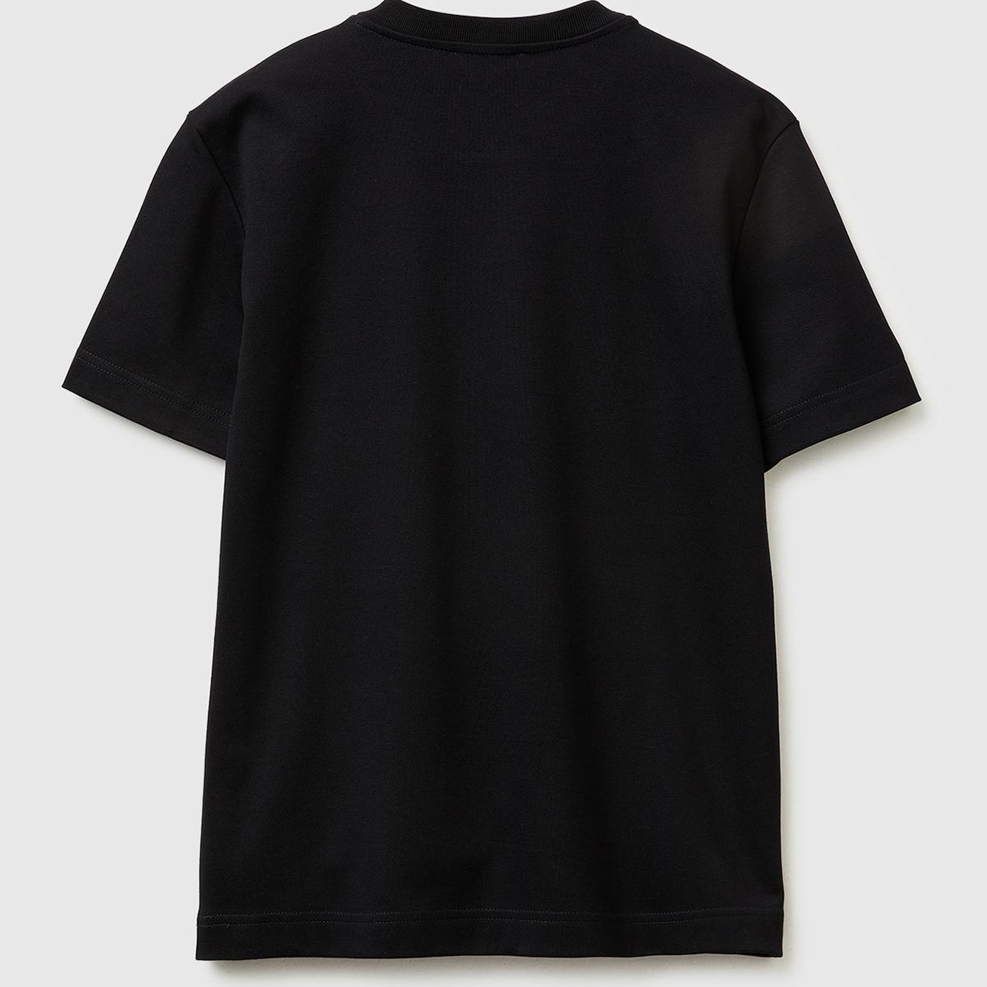Kadın Siyah %100 Pamuk Etek Ucu Logo Detaylı Bisiklet Yaka T-Shirt