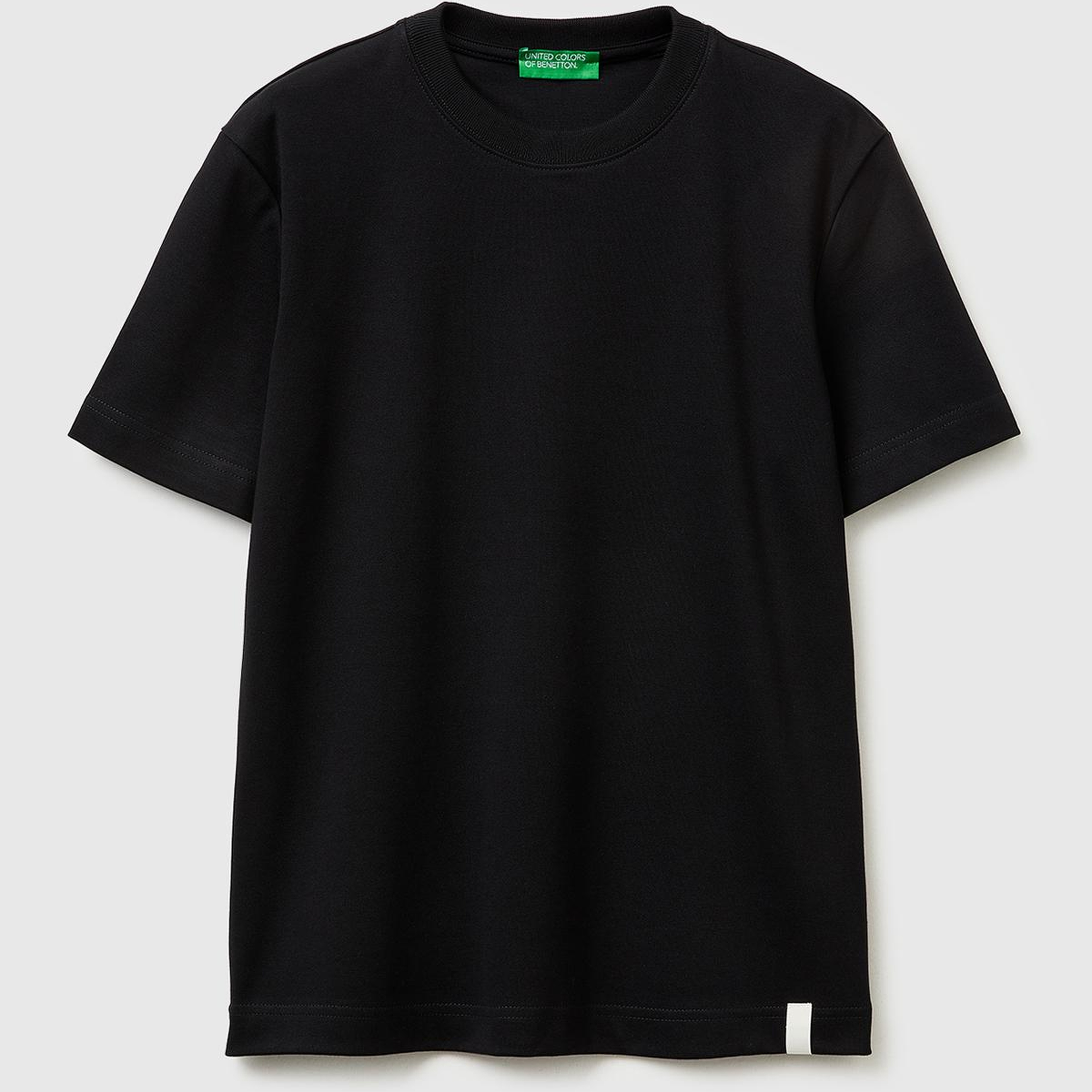 Kadın Siyah %100 Pamuk Etek Ucu Logo Detaylı Bisiklet Yaka T-Shirt