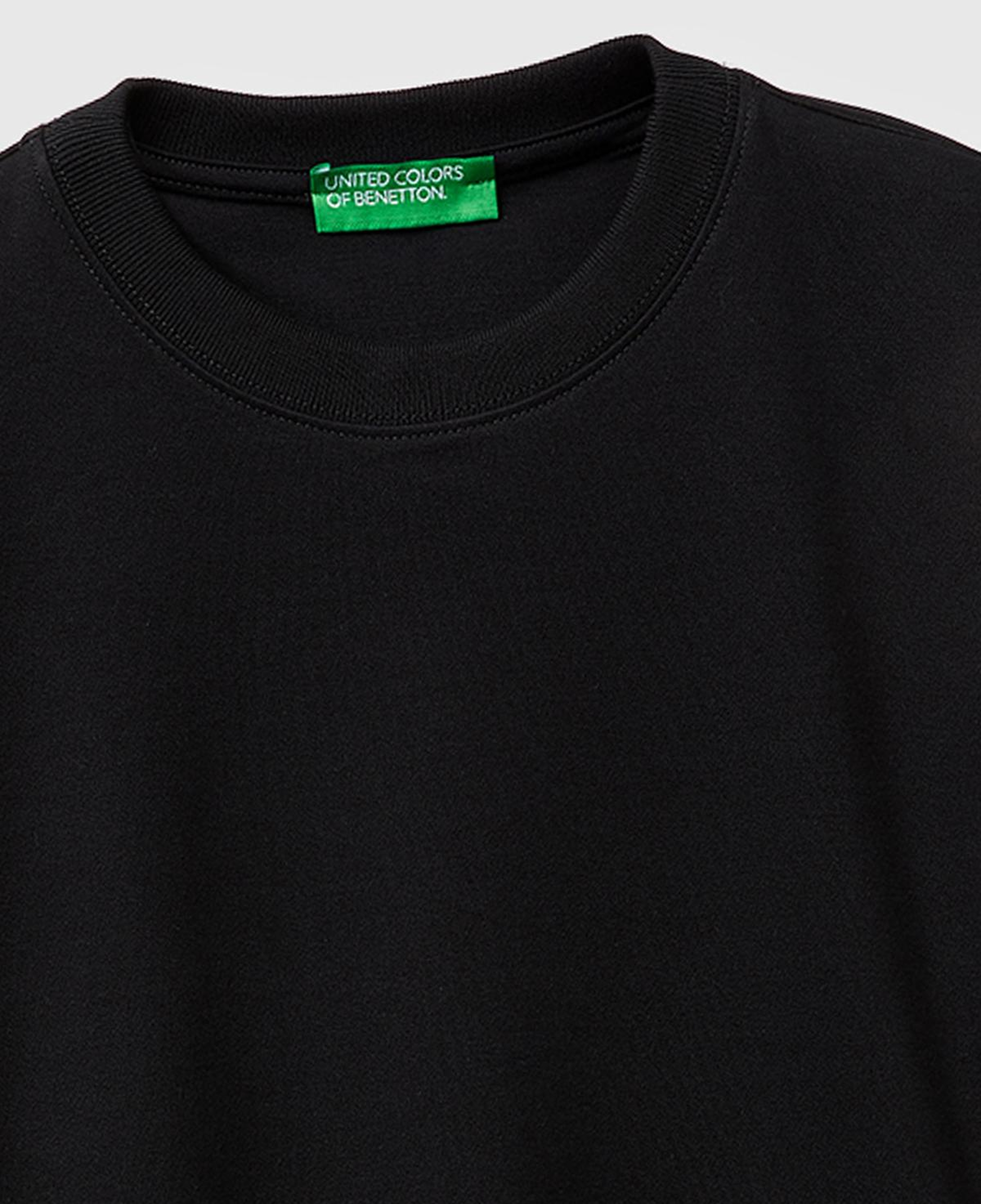 Kadın Siyah %100 Pamuk Etek Ucu Logo Detaylı Bisiklet Yaka T-Shirt