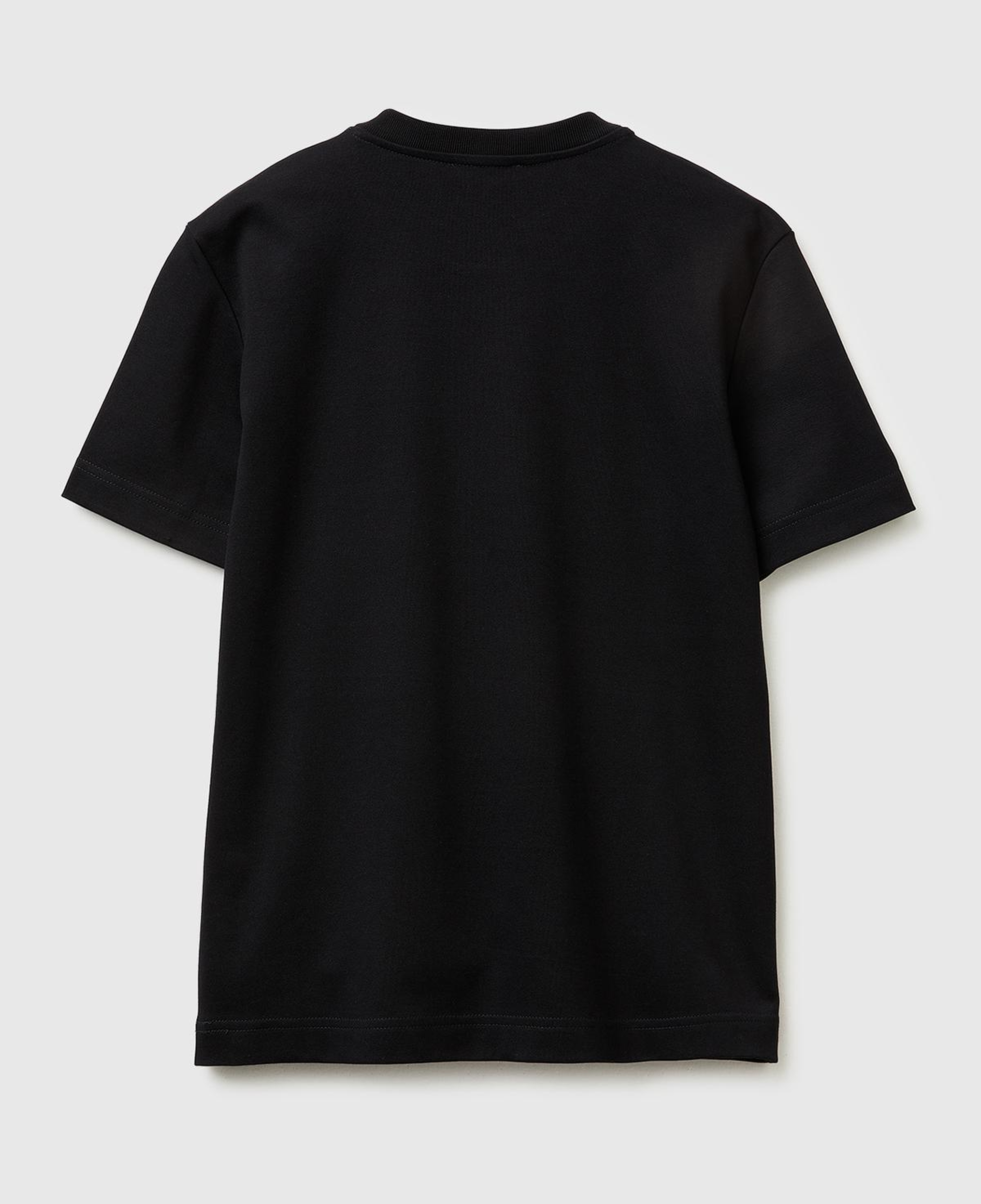 Kadın Siyah %100 Pamuk Etek Ucu Logo Detaylı Bisiklet Yaka T-Shirt