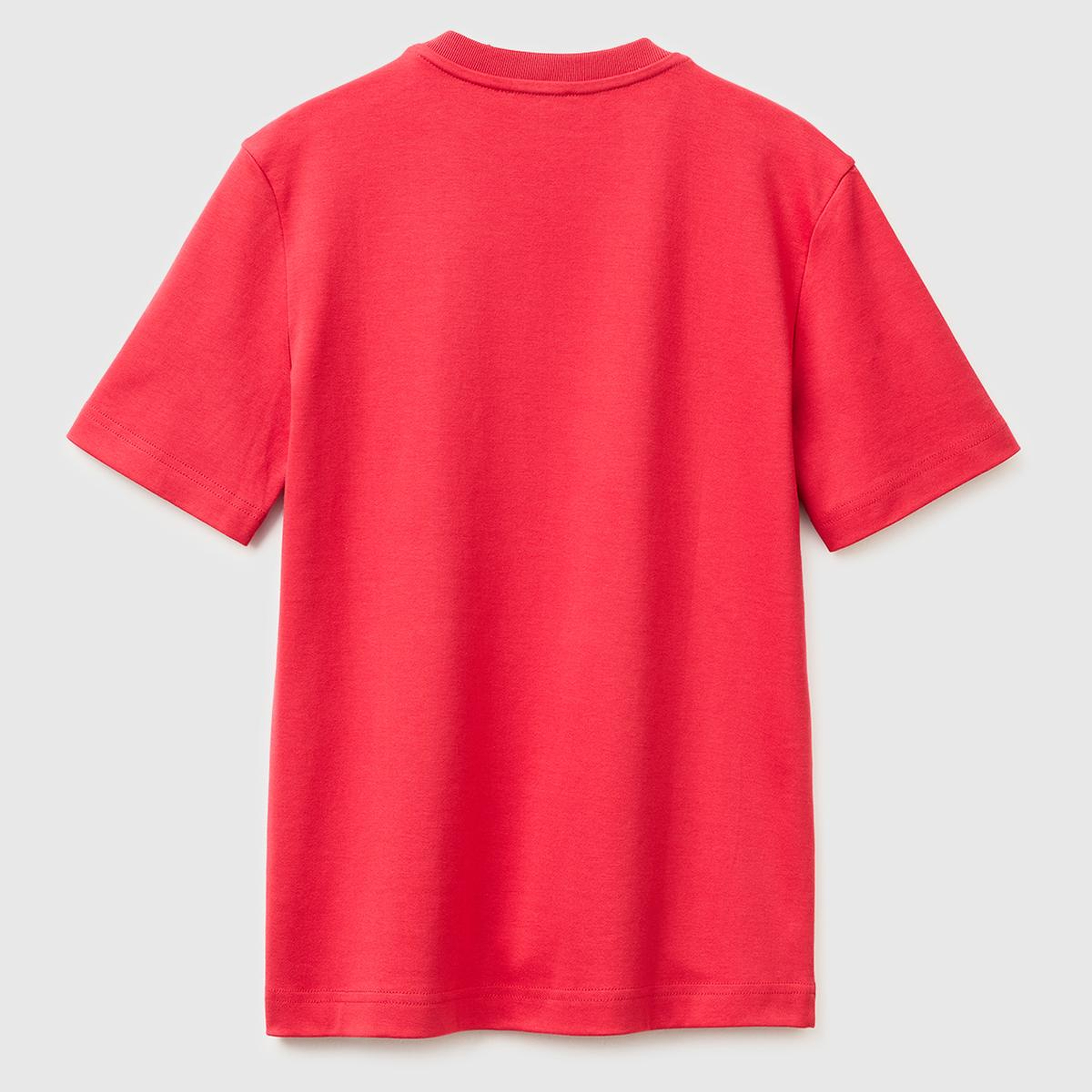 Kadın Kırmızı %100 Pamuk Etek Ucu Logo Detaylı Bisiklet Yaka T-Shirt